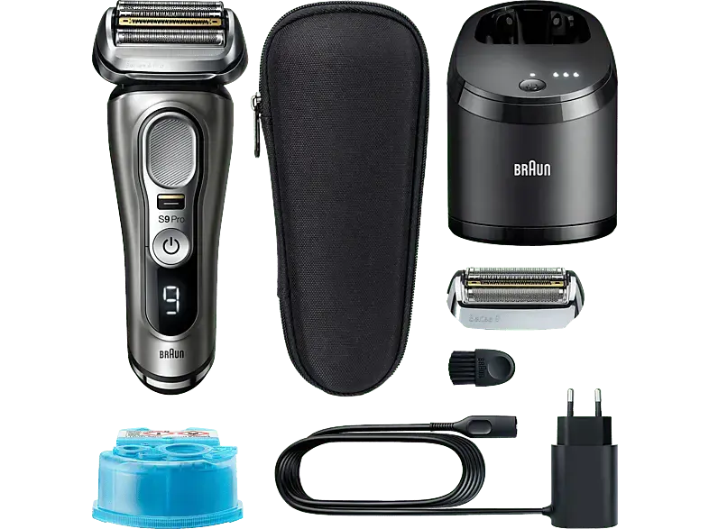 BRAUN Series 9 - 9465cc Elektrorasierer mit zusätzlicher Scherkopf M94 (Akkubetrieb, Silber, Wet&Dry, Scherkopfsystem)