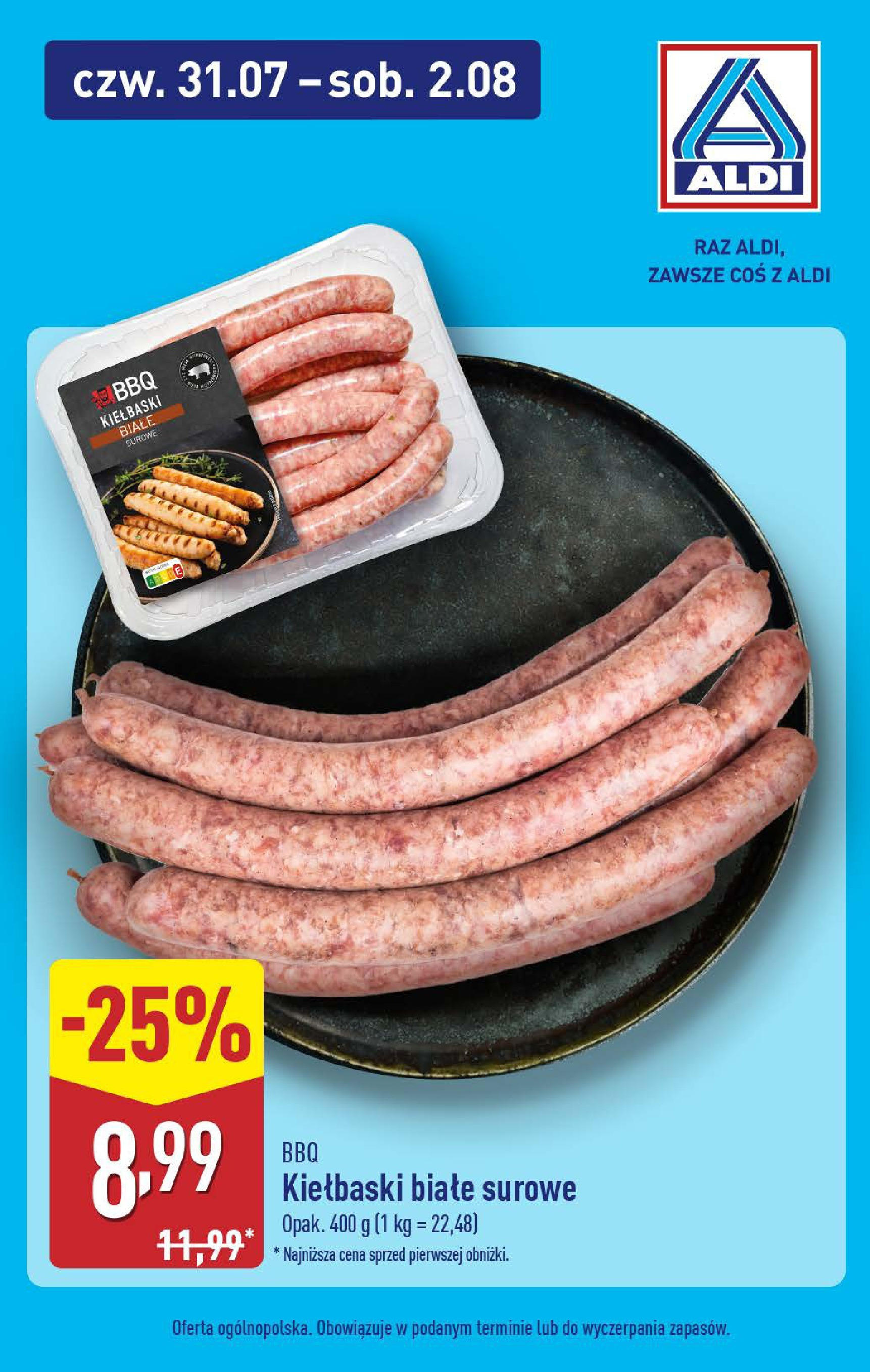 Aldi Gazetka - Od czwartku od 31.07.2025 | Nowa PDF gazetka | Strona: 5 | Produkty: Kiełbaski Aldi Gazetka - Od czwartku od 31.07.2025 - Ulotka PDF, promocje | Strona: 5 | Produkty: Kiełbaski