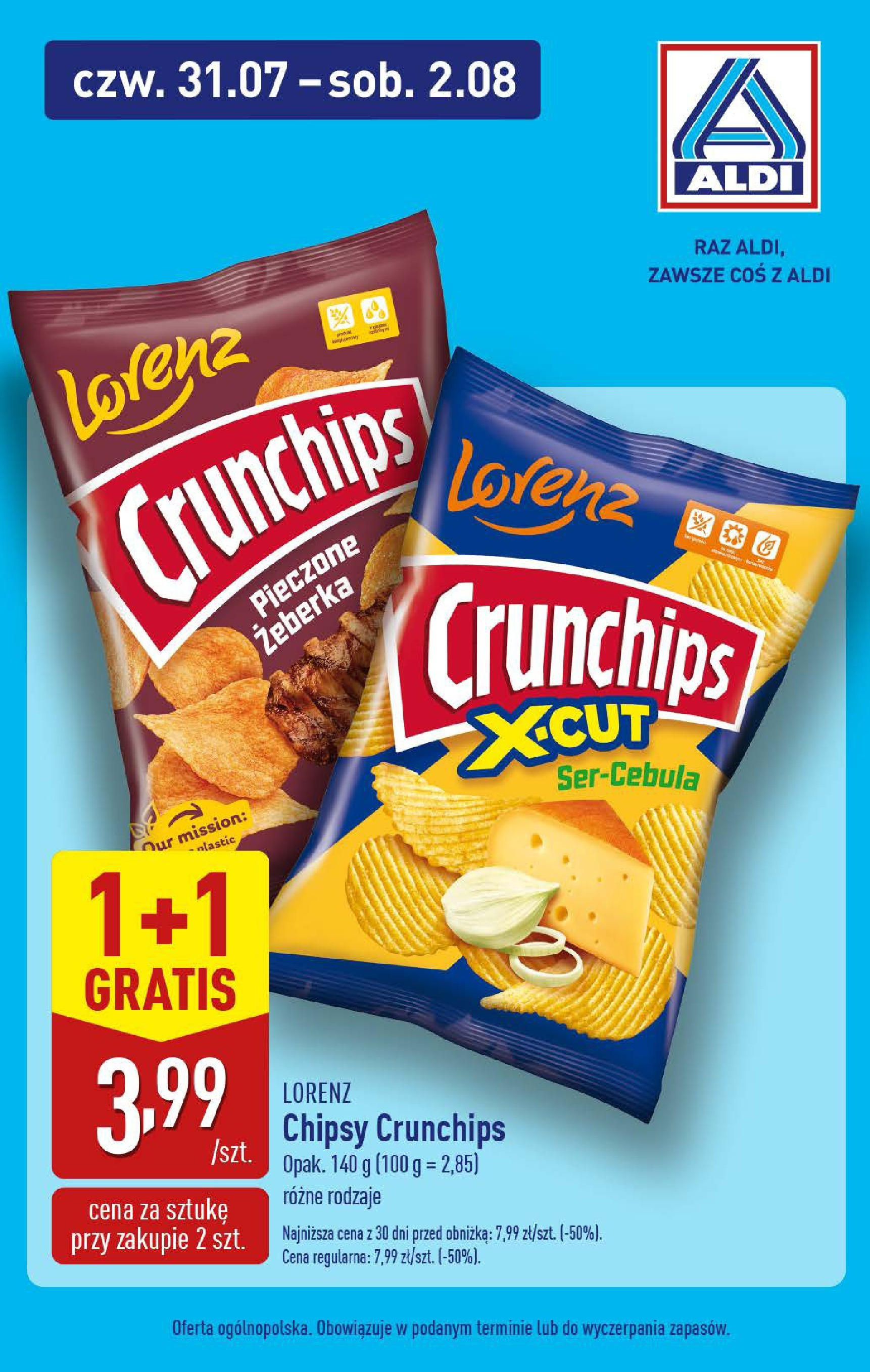 Aldi Gazetka - Od czwartku od 31.07.2025 | Nowa PDF gazetka | Strona: 8 | Produkty: Chipsy Aldi Gazetka - Od czwartku od 31.07.2025 - Ulotka PDF, promocje | Strona: 8 | Produkty: Chipsy