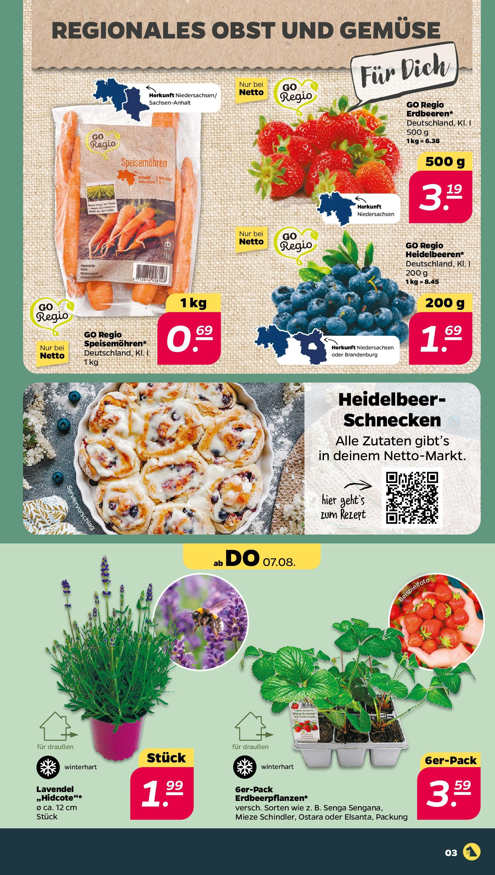 Netto Prospekt Berlin ab 03.08.2025 → Angebote nächste Woche | Seite: 3 | Produkte: Gemüse, Obst, Lavendel Netto Prospekt Berlin ab 03.08.2025 → Angebote nächste Woche | Seite: 3 | Produkte: Gemüse, Obst, Lavendel