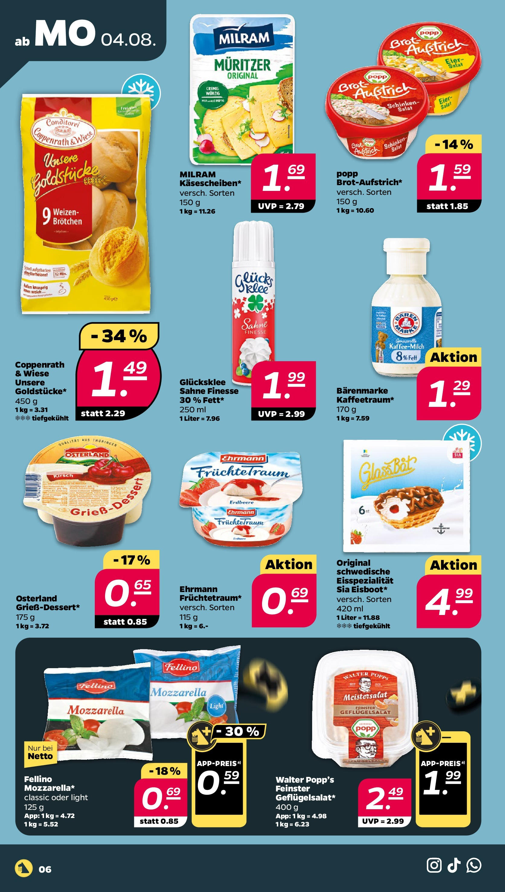 Netto Prospekt Berlin ab 03.08.2025 → Angebote nächste Woche | Seite: 6 | Produkte: Eier, Milram, Schinken, Sahne Netto Prospekt Berlin ab 03.08.2025 → Angebote nächste Woche | Seite: 6 | Produkte: Eier, Milram, Schinken, Sahne