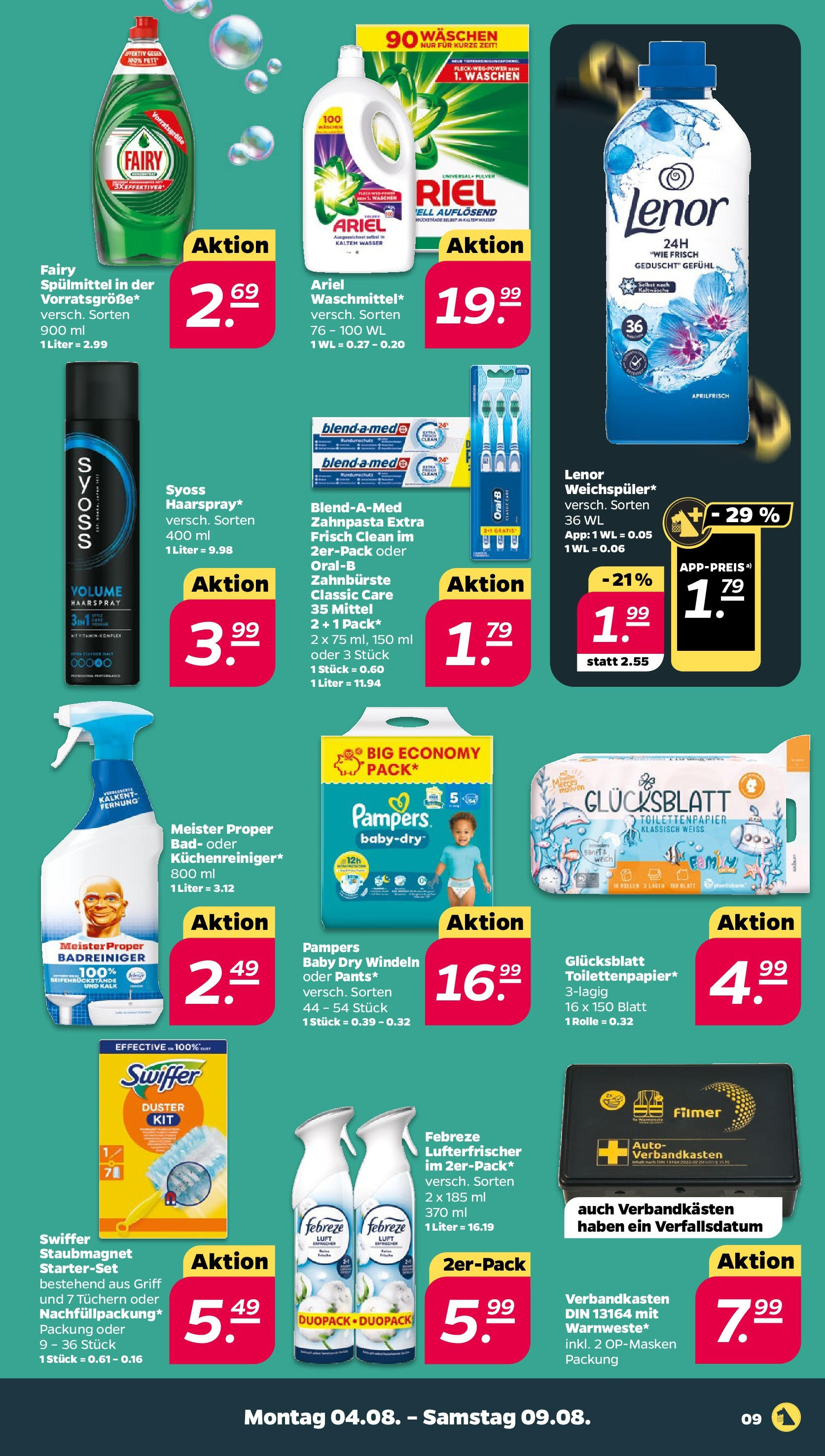 Netto Prospekt Berlin ab 03.08.2025 → Angebote nächste Woche | Seite: 9 | Produkte: Ariel, Bad, Wasser, Swiffer Netto Prospekt Berlin ab 03.08.2025 → Angebote nächste Woche | Seite: 9 | Produkte: Ariel, Bad, Wasser, Swiffer