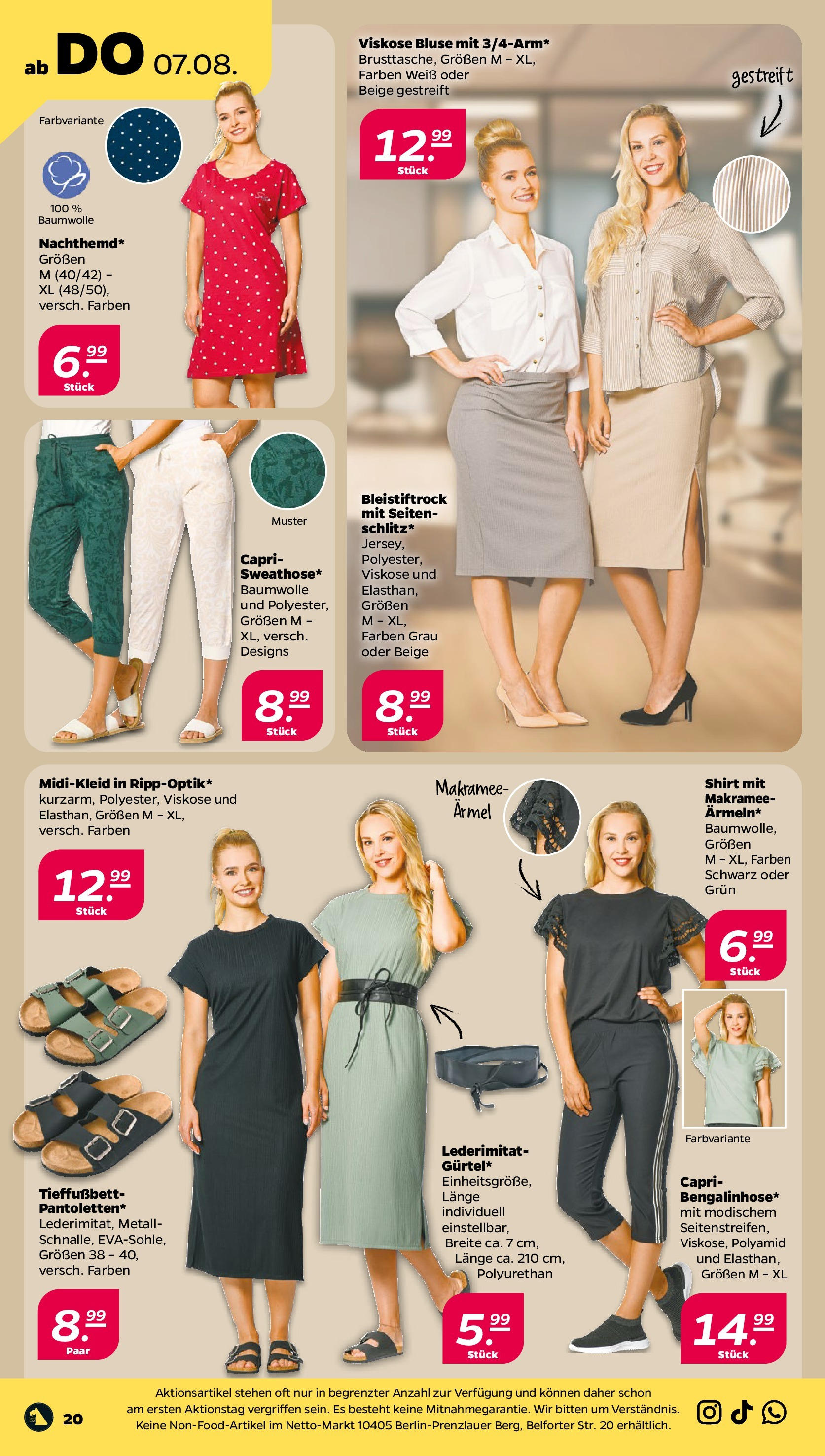Netto Prospekt Berlin ab 03.08.2025 → Angebote nächste Woche | Seite: 22 | Produkte: Shirt, Midikleid, Bleistiftrock, Bluse Netto Prospekt Berlin ab 03.08.2025 → Angebote nächste Woche | Seite: 22 | Produkte: Shirt, Midikleid, Bleistiftrock, Bluse