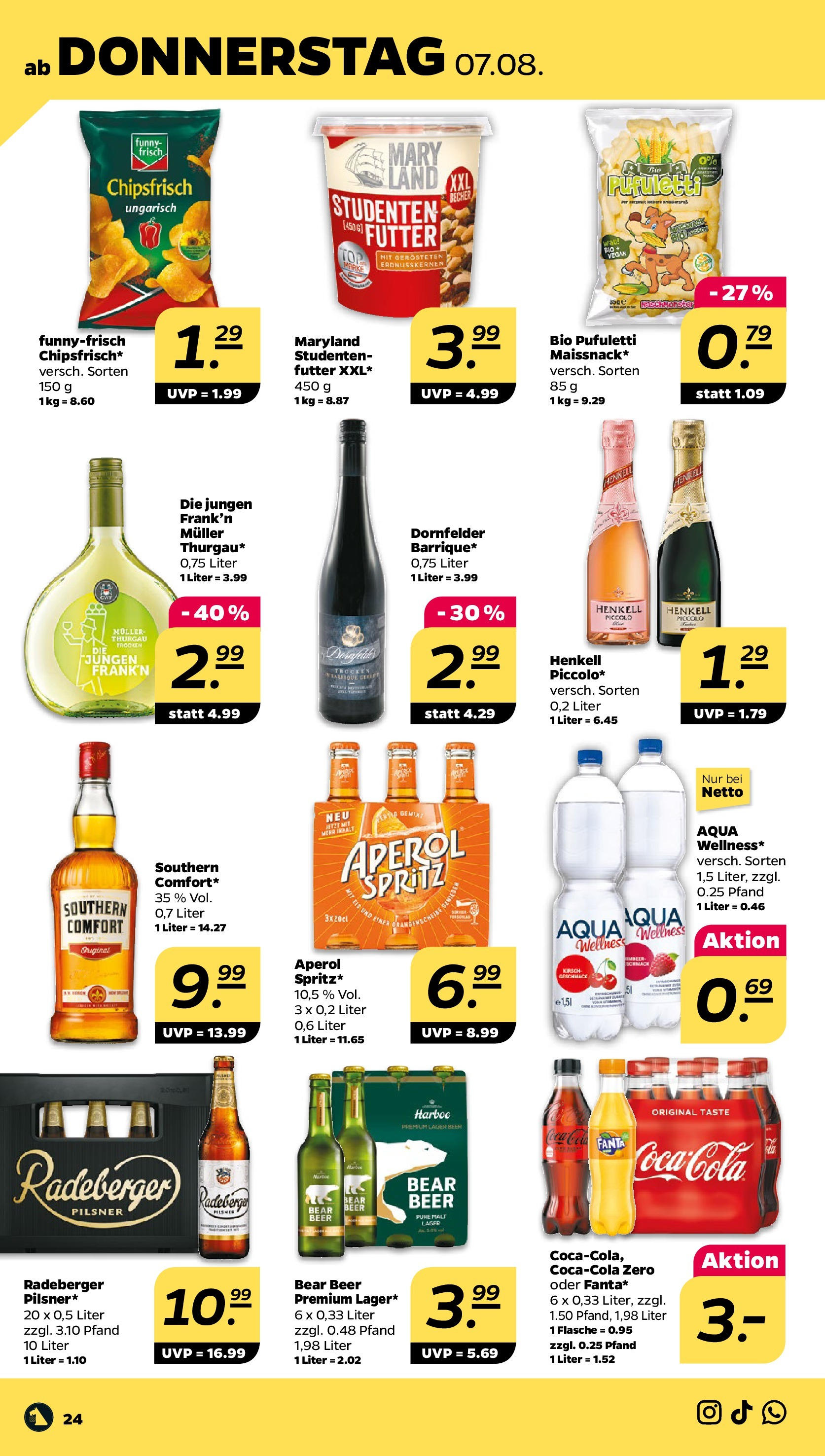 Netto Prospekt Berlin ab 03.08.2025 → Angebote nächste Woche | Seite: 26 | Produkte: Coca cola, Fanta, Funny frisch, Aperol Netto Prospekt Berlin ab 03.08.2025 → Angebote nächste Woche | Seite: 26 | Produkte: Coca cola, Fanta, Funny frisch, Aperol