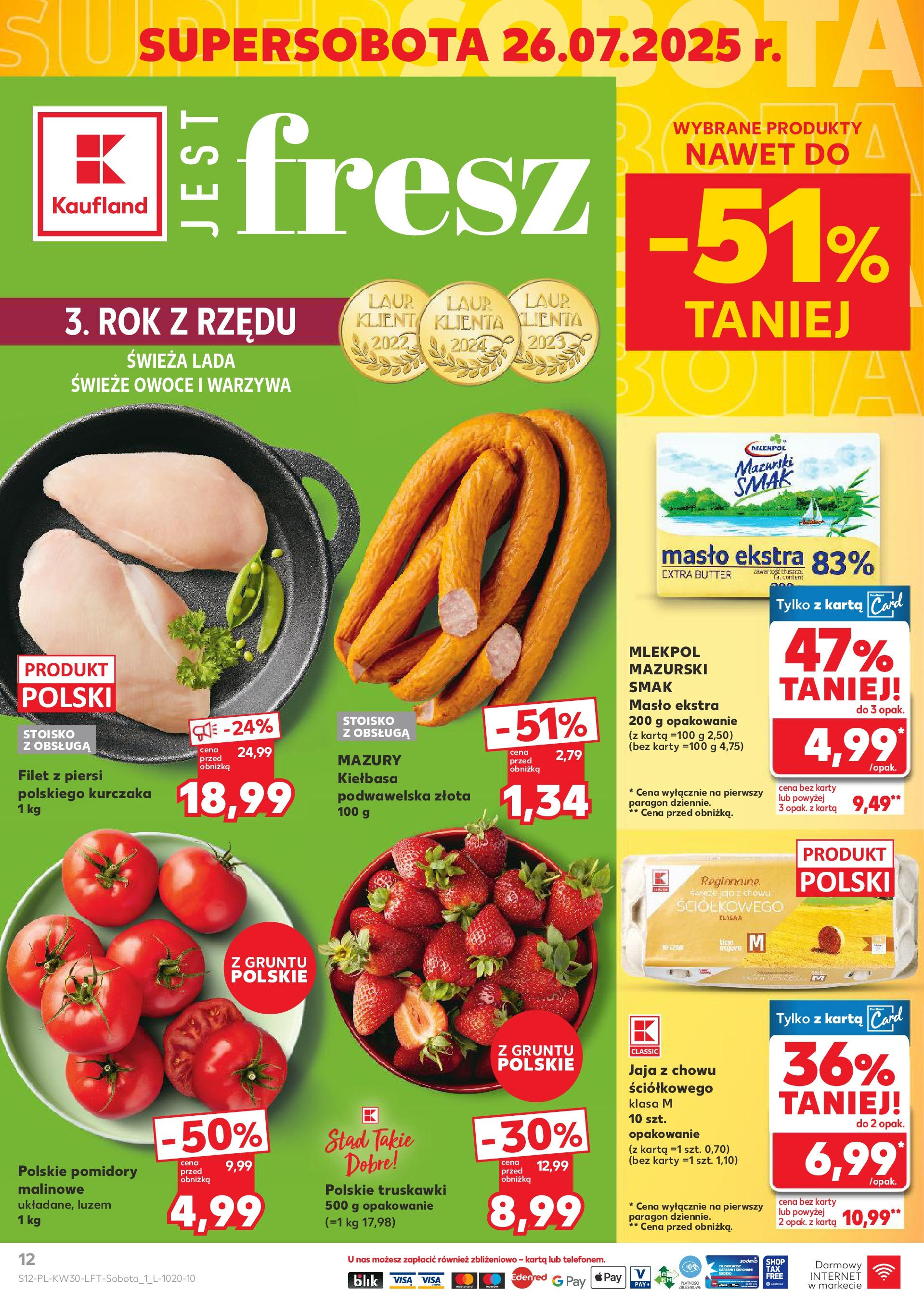 Kaufland gazetka (24.07.2025) - od jutra | Strona: 12 | Produkty: Karta, Pierogi, Chleb, Sałatka Kaufland gazetka od 24.07.2025 - od jutra PDF | Strona: 12 | Produkty: Karta, Pierogi, Chleb, Sałatka