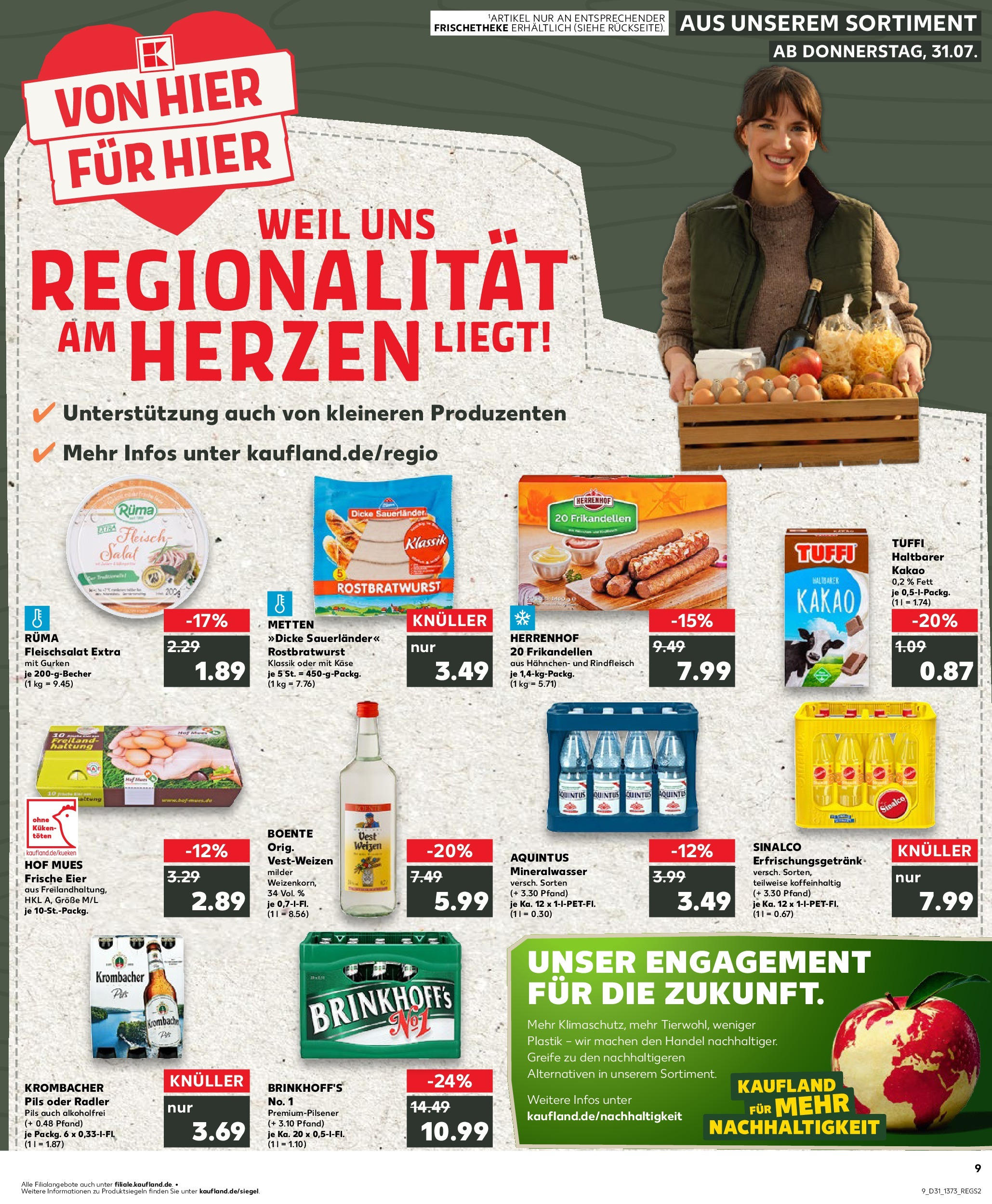 Prospekt Kaufland ab 31.07.2025 » Angebote und Werbung Online | Seite: 9 | Produkte: Hahnchen, Käse, Mineralwasser, Rindfleisch Prospekt Kaufland ab 31.07.2025 » Angebote Online zum Blättern | Seite: 9 | Produkte: Hahnchen, Käse, Mineralwasser, Rindfleisch