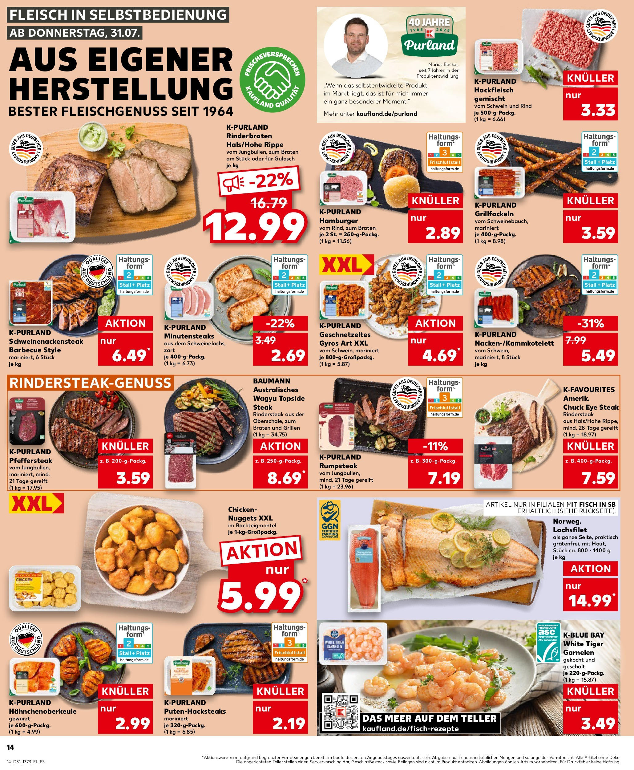 Prospekt Kaufland ab 31.07.2025 » Angebote und Werbung Online | Seite: 14 | Produkte: Garnelen, Gyros, Tiger garnelen, Fleisch Prospekt Kaufland ab 31.07.2025 » Angebote Online zum Blättern | Seite: 14 | Produkte: Garnelen, Gyros, Tiger garnelen, Fleisch