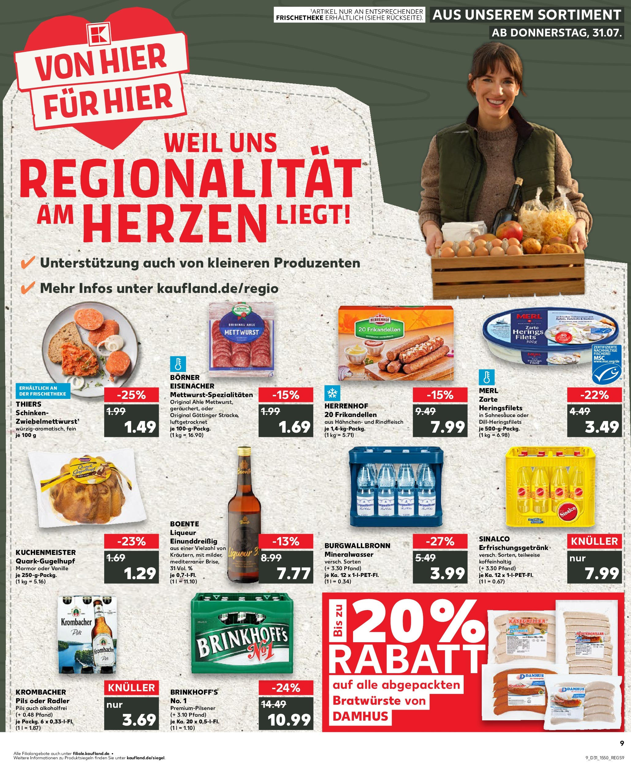Prospekt Kaufland ab 31.07.2025 » Angebote und Werbung Online | Seite: 9 | Produkte: Hahnchen, Krombacher, Schinken, Rindfleisch Prospekt Kaufland ab 31.07.2025 » Angebote Online zum Blättern | Seite: 9 | Produkte: Hahnchen, Krombacher, Schinken, Rindfleisch