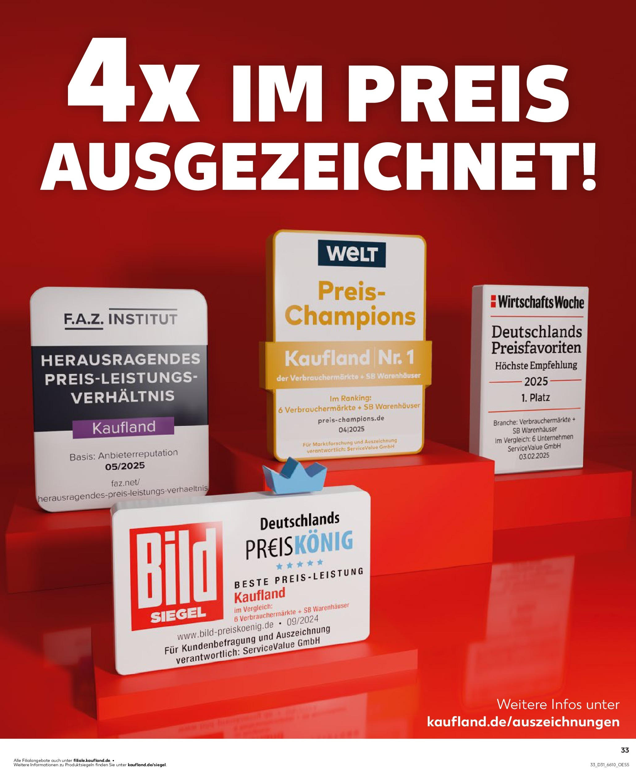 Prospekt Kaufland ab 31.07.2025 » Angebote und Werbung Online | Seite: 33 Prospekt Kaufland ab 31.07.2025 » Angebote Online zum Blättern | Seite: 33