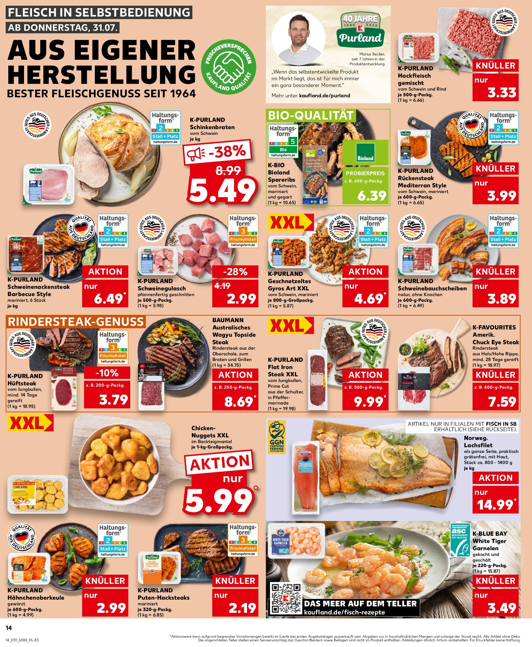 Prospekt Kaufland ab 31.07.2025 » Angebote und Werbung Online | Seite: 14 | Produkte: Garnelen, Gyros, Fleisch, Hackfleisch Prospekt Kaufland ab 31.07.2025 » Angebote Online zum Blättern | Seite: 14 | Produkte: Garnelen, Gyros, Fleisch, Hackfleisch