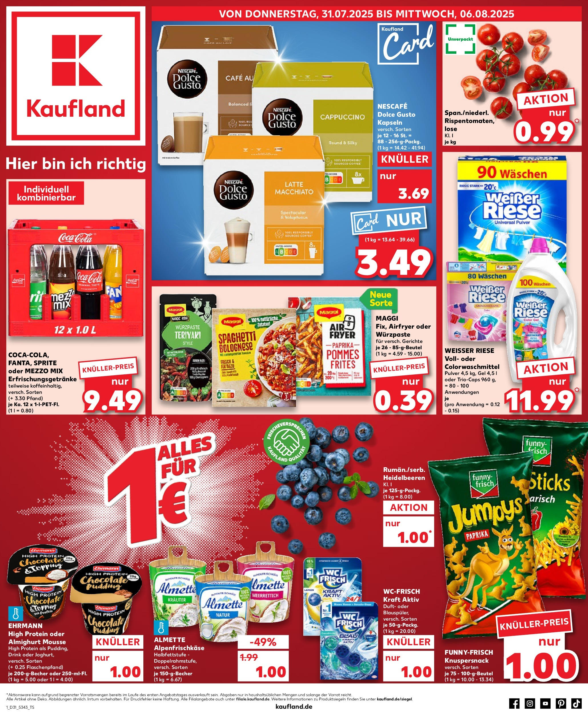 Prospekt Kaufland ab 31.07.2025 » Angebote und Werbung Online | Seite: 1 | Produkte: Maggi, High protein pudding, Pommes, Paprika Prospekt Kaufland ab 31.07.2025 » Angebote Online zum Blättern | Seite: 1 | Produkte: Maggi, High protein pudding, Pommes, Paprika