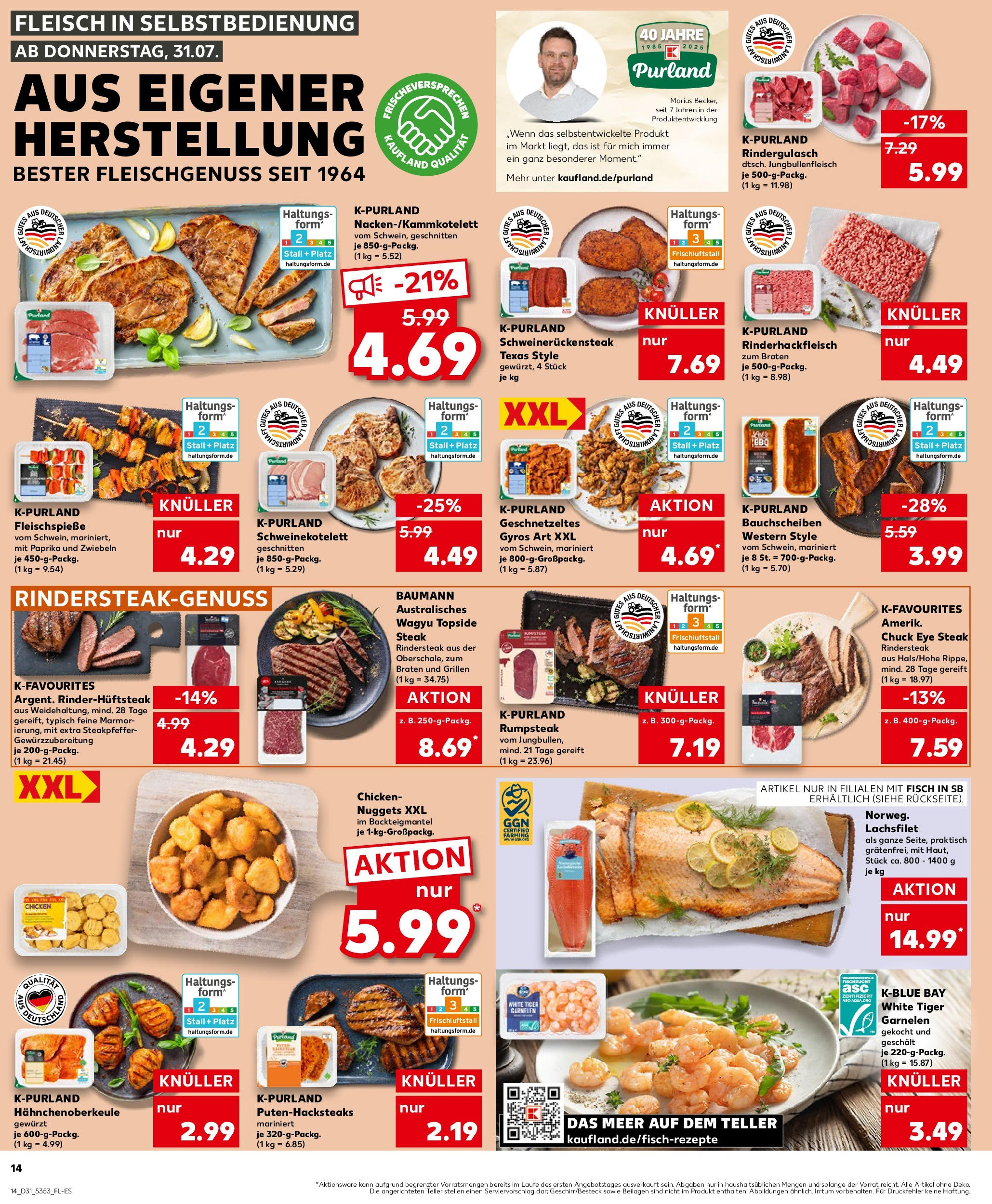 Prospekt Kaufland ab 31.07.2025 » Angebote und Werbung Online | Seite: 14 | Produkte: Garnelen, Fisch, Gyros, Fleisch Prospekt Kaufland ab 31.07.2025 » Angebote Online zum Blättern | Seite: 14 | Produkte: Garnelen, Fisch, Gyros, Fleisch