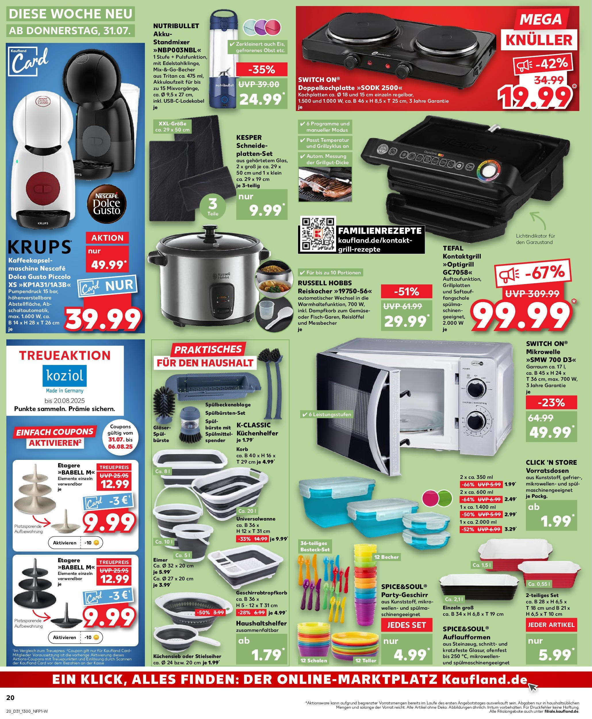 Prospekt Kaufland ab 31.07.2025 » Angebote und Werbung Online | Seite: 20 | Produkte: Krups, Mikrowelle, Obst, Dolce gusto Prospekt Kaufland ab 31.07.2025 » Angebote Online zum Blättern | Seite: 20 | Produkte: Krups, Mikrowelle, Obst, Dolce gusto