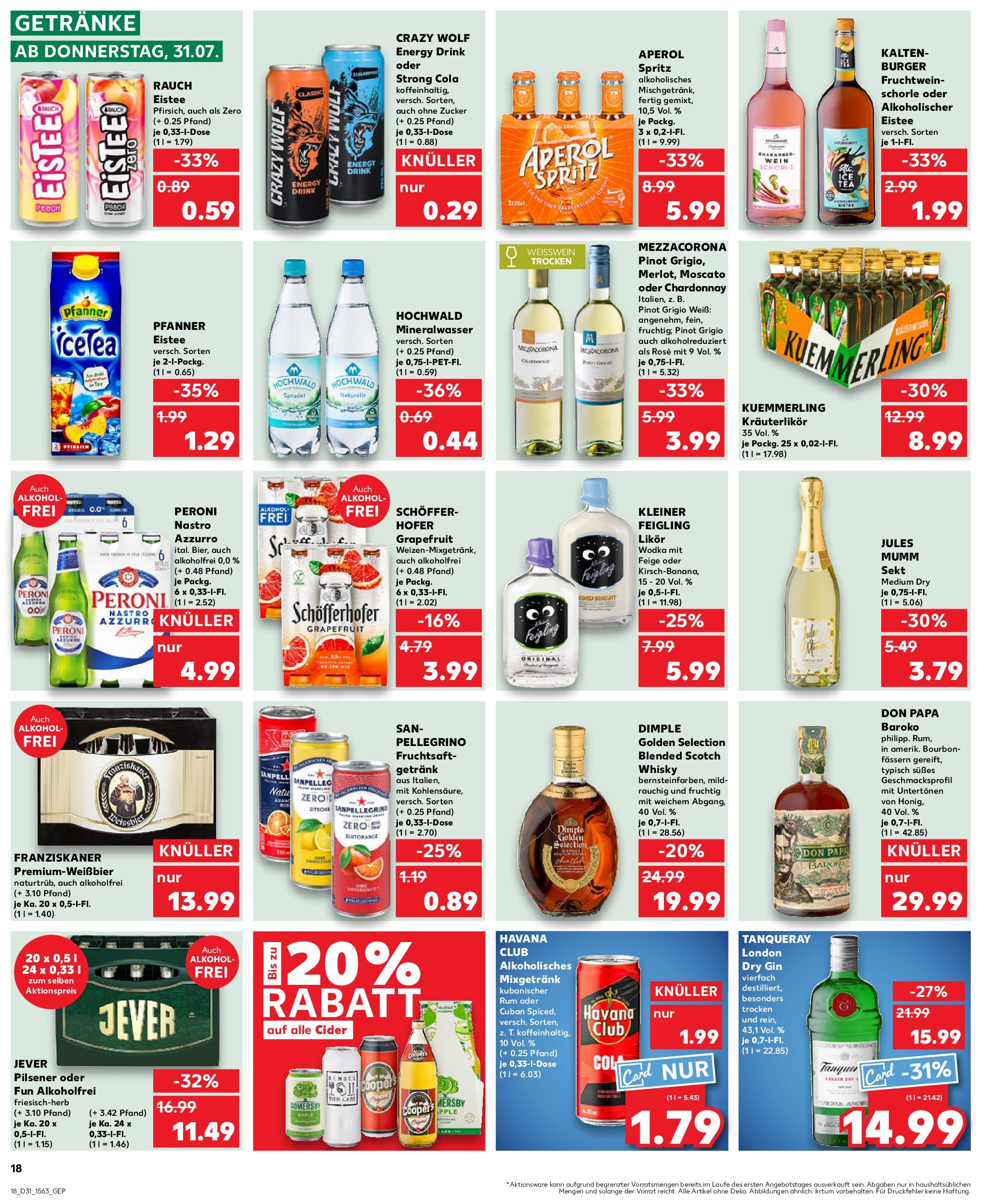 Prospekt Kaufland ab 31.07.2025 » Angebote und Werbung Online | Seite: 18 | Produkte: Bier, Sekt, Likör, Kleiner feigling Prospekt Kaufland ab 31.07.2025 » Angebote Online zum Blättern | Seite: 18 | Produkte: Bier, Sekt, Likör, Kleiner feigling