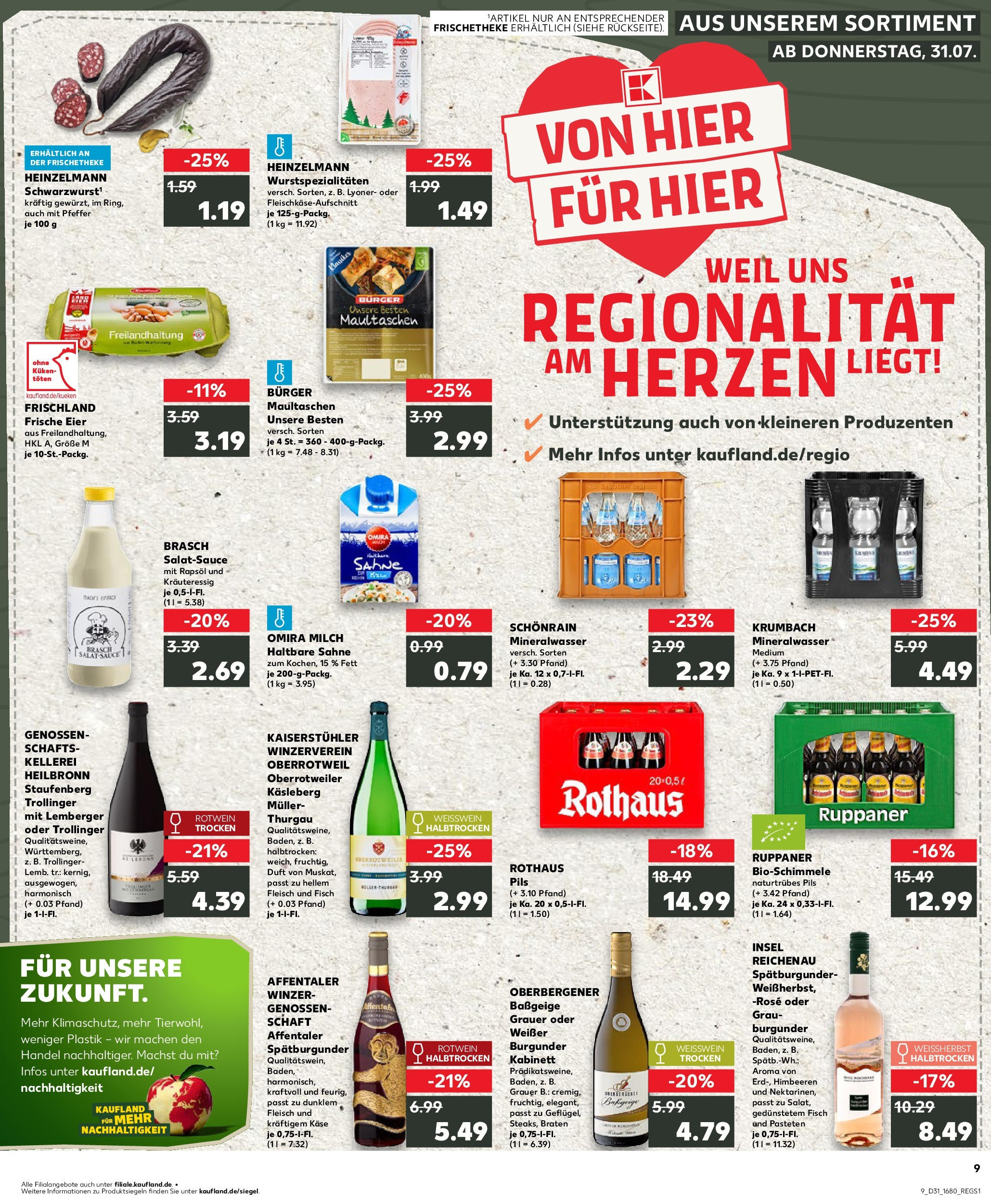 Prospekt Kaufland ab 31.07.2025 » Angebote Online zum Blättern | Seite: 9 | Produkte: Pils, Dressing, Burger, Pfeffer
