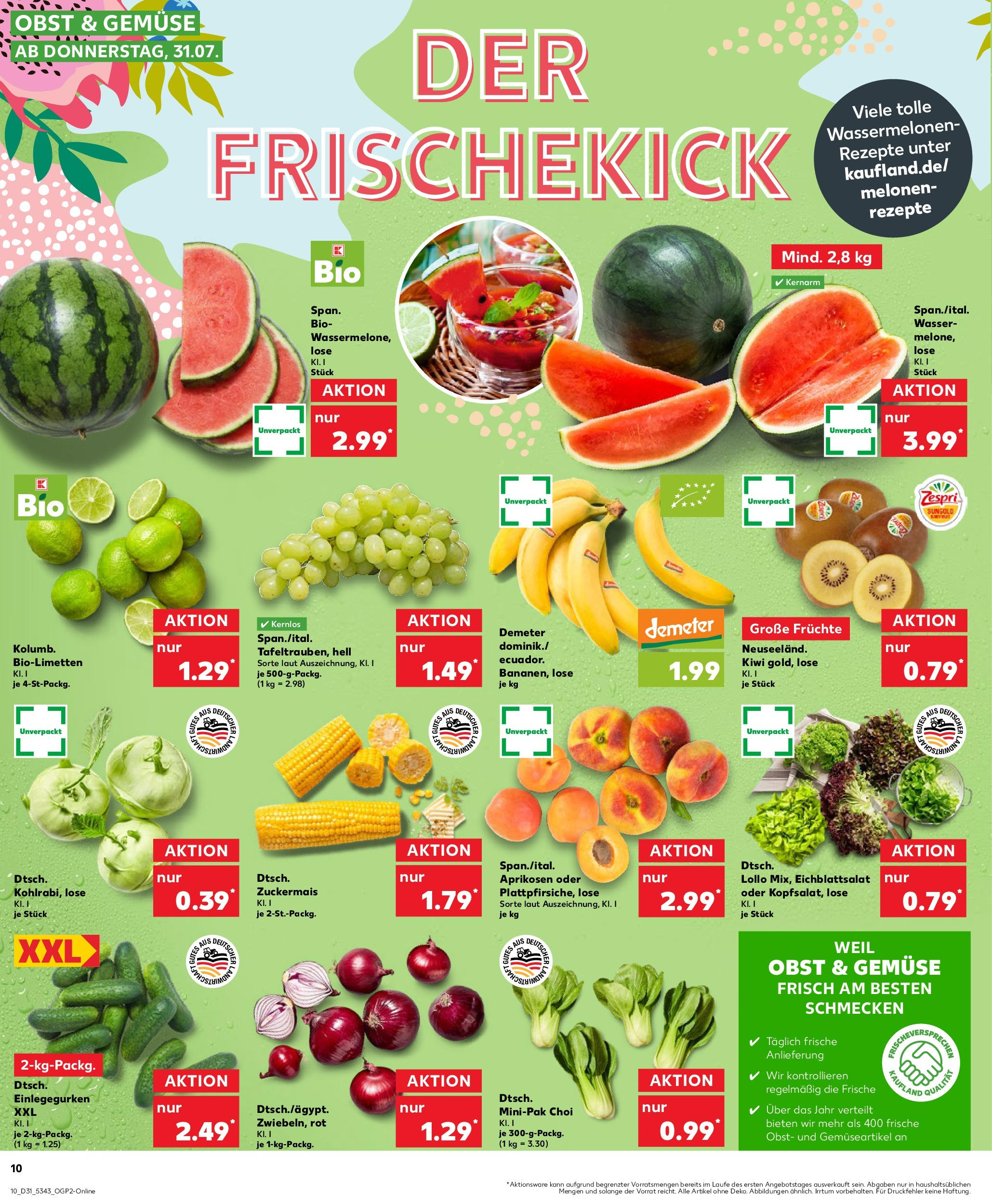 Prospekt Kaufland ab 31.07.2025 » Angebote und Werbung Online | Seite: 10 | Produkte: Kohlrabi, Wasser, Obst, Kiwi Prospekt Kaufland ab 31.07.2025 » Angebote Online zum Blättern | Seite: 10 | Produkte: Kohlrabi, Wasser, Obst, Kiwi