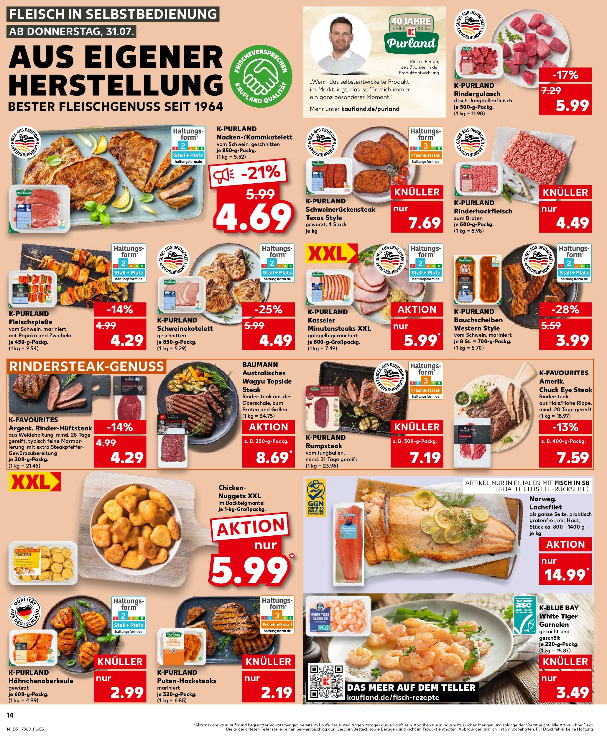 Prospekt Kaufland ab 31.07.2025 » Angebote und Werbung Online | Seite: 14 | Produkte: Garnelen, Fisch, Tiger garnelen, Fleisch Prospekt Kaufland ab 31.07.2025 » Angebote Online zum Blättern | Seite: 14 | Produkte: Garnelen, Fisch, Tiger garnelen, Fleisch