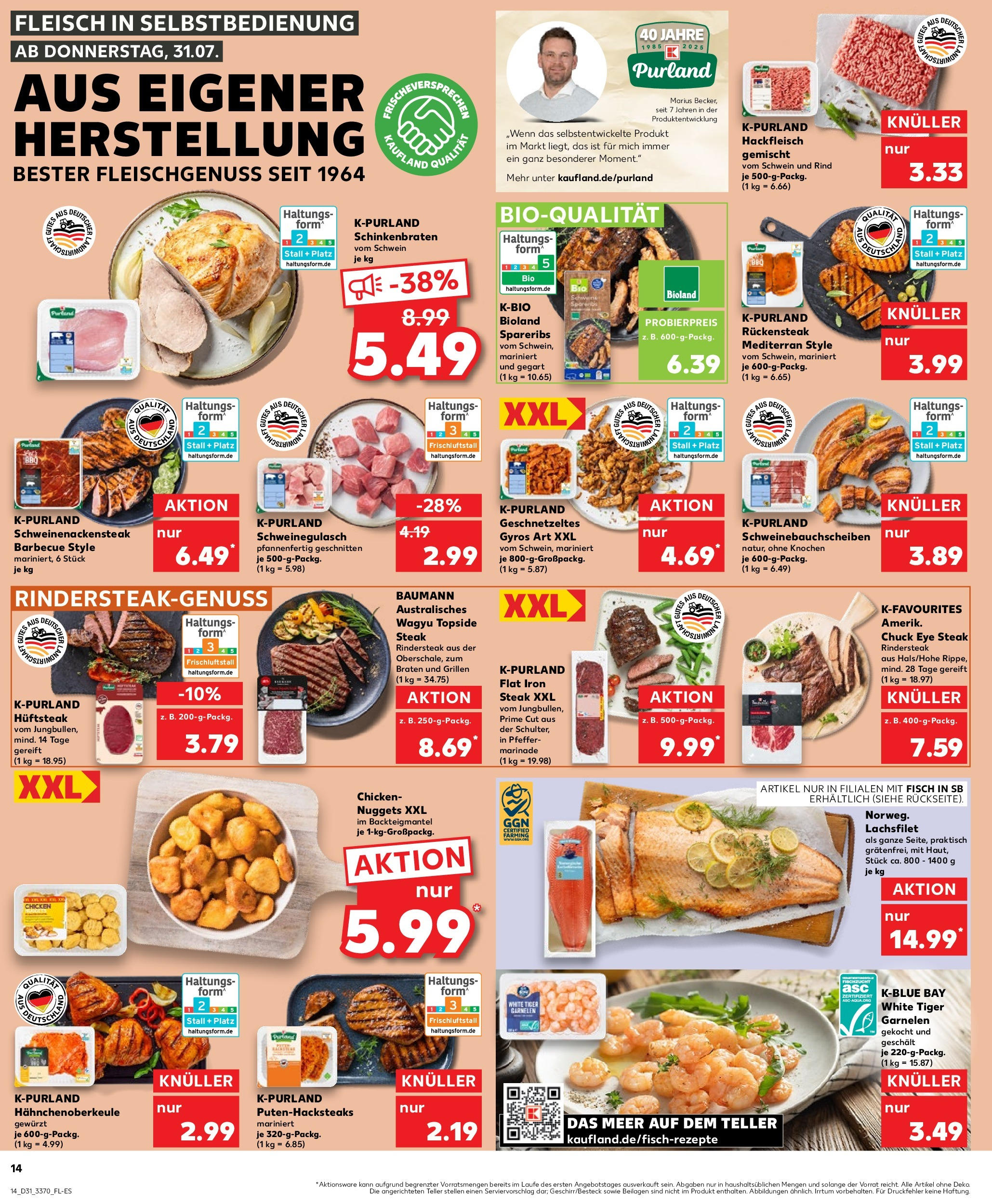 Prospekt Kaufland ab 31.07.2025 » Angebote und Werbung Online | Seite: 14 | Produkte: Schweinegulasch, Pfeffer, Tiger garnelen, Hackfleisch Prospekt Kaufland ab 31.07.2025 » Angebote Online zum Blättern | Seite: 14 | Produkte: Schweinegulasch, Pfeffer, Tiger garnelen, Hackfleisch