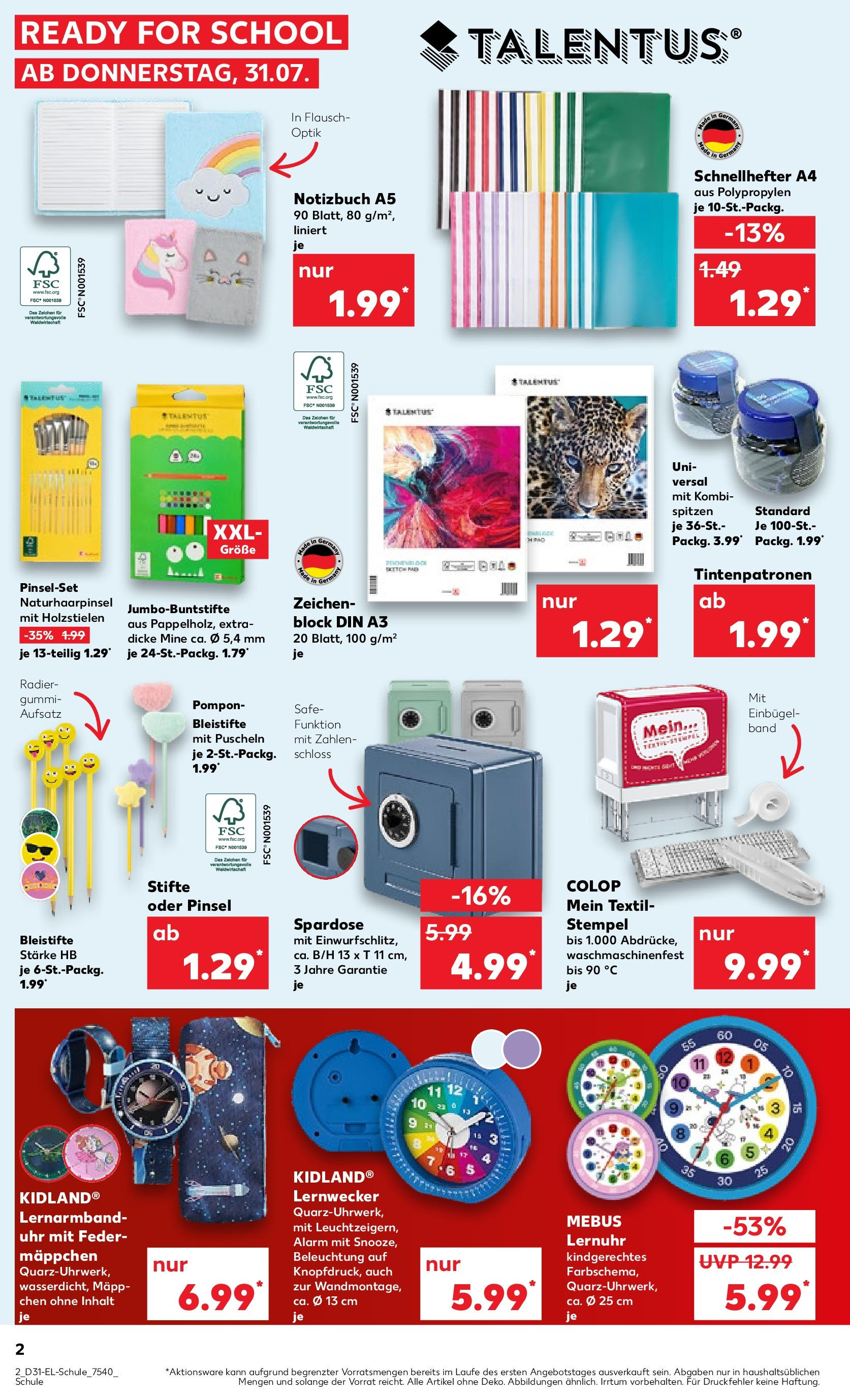 Prospekt Kaufland ab 30.07.2025 » Angebote und Werbung Online | Seite: 38 | Produkte: Pinsel, Notebook, Uhr, Notizbuch Prospekt Kaufland ab 30.07.2025 » Angebote Online zum Blättern | Seite: 38 | Produkte: Pinsel, Notebook, Uhr, Notizbuch
