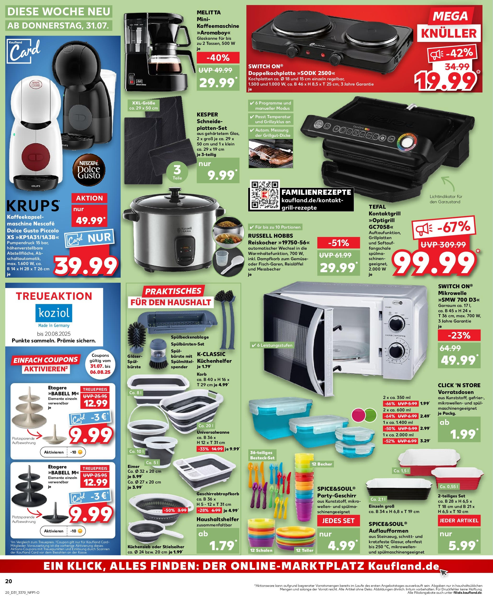 Prospekt Kaufland ab 30.07.2025 » Angebote und Werbung Online | Seite: 20 | Produkte: Krups, Grill, Korb, Gemüse Prospekt Kaufland ab 30.07.2025 » Angebote Online zum Blättern | Seite: 20 | Produkte: Krups, Grill, Korb, Gemüse