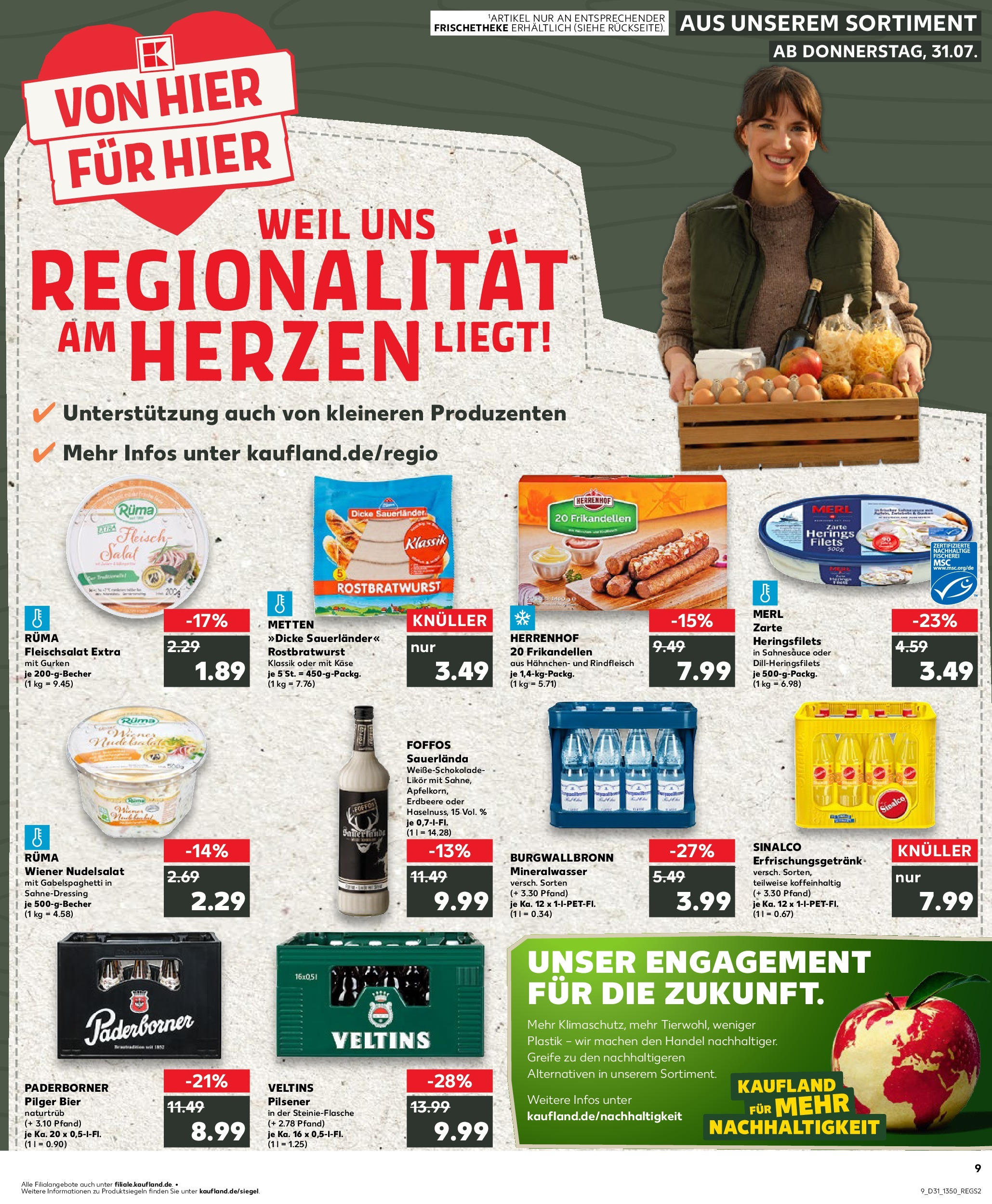 Prospekt Kaufland ab 31.07.2025 » Angebote und Werbung Online | Seite: 9 | Produkte: Likör, Pasta, Rindfleisch, Salat Prospekt Kaufland ab 31.07.2025 » Angebote Online zum Blättern | Seite: 9 | Produkte: Likör, Pasta, Rindfleisch, Salat