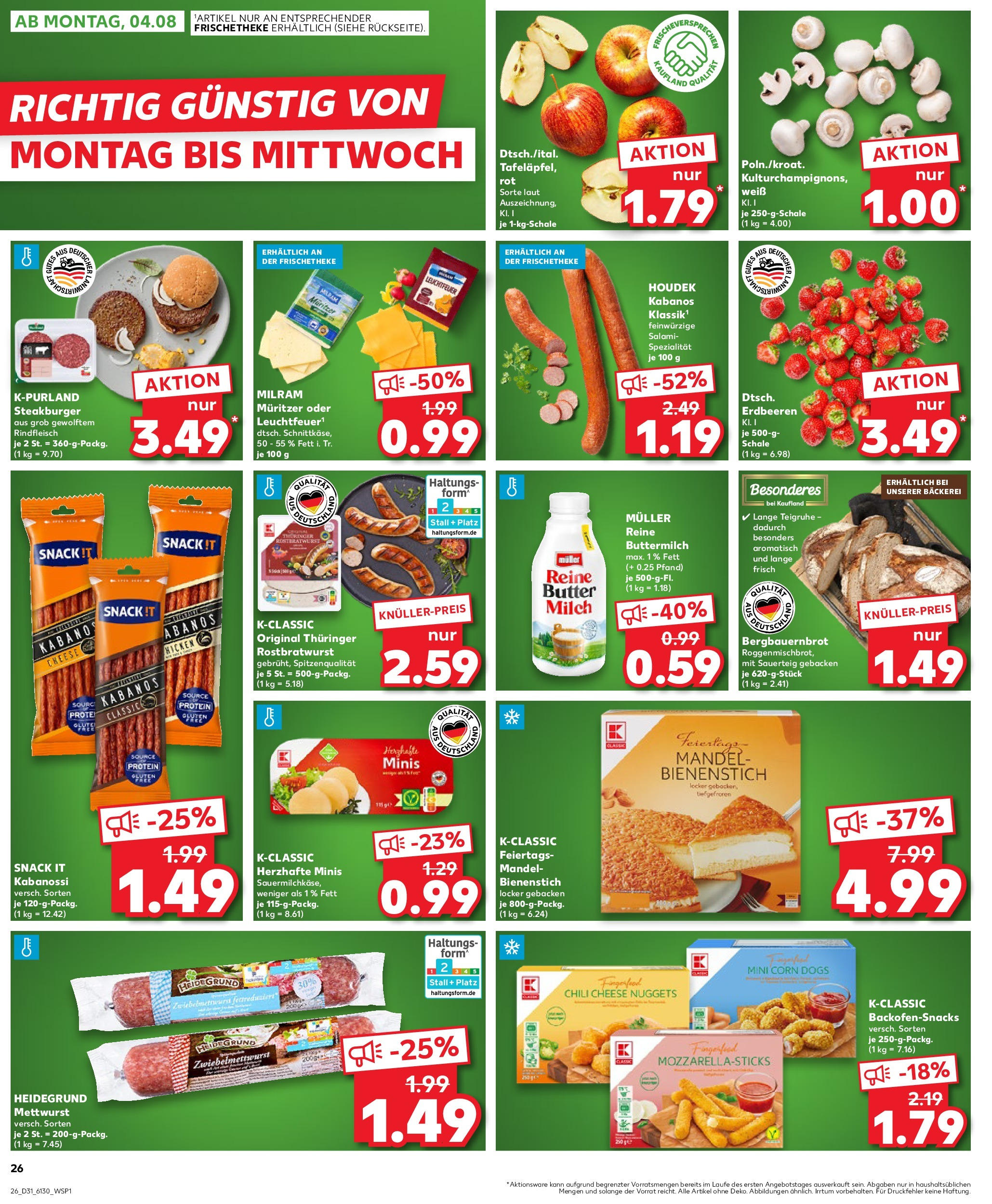 Prospekt Kaufland ab 31.07.2025 » Angebote und Werbung Online | Seite: 26 | Produkte: Buttermilch, Bäckerei, Butter, Milram Prospekt Kaufland ab 31.07.2025 » Angebote Online zum Blättern | Seite: 26 | Produkte: Buttermilch, Bäckerei, Butter, Milram