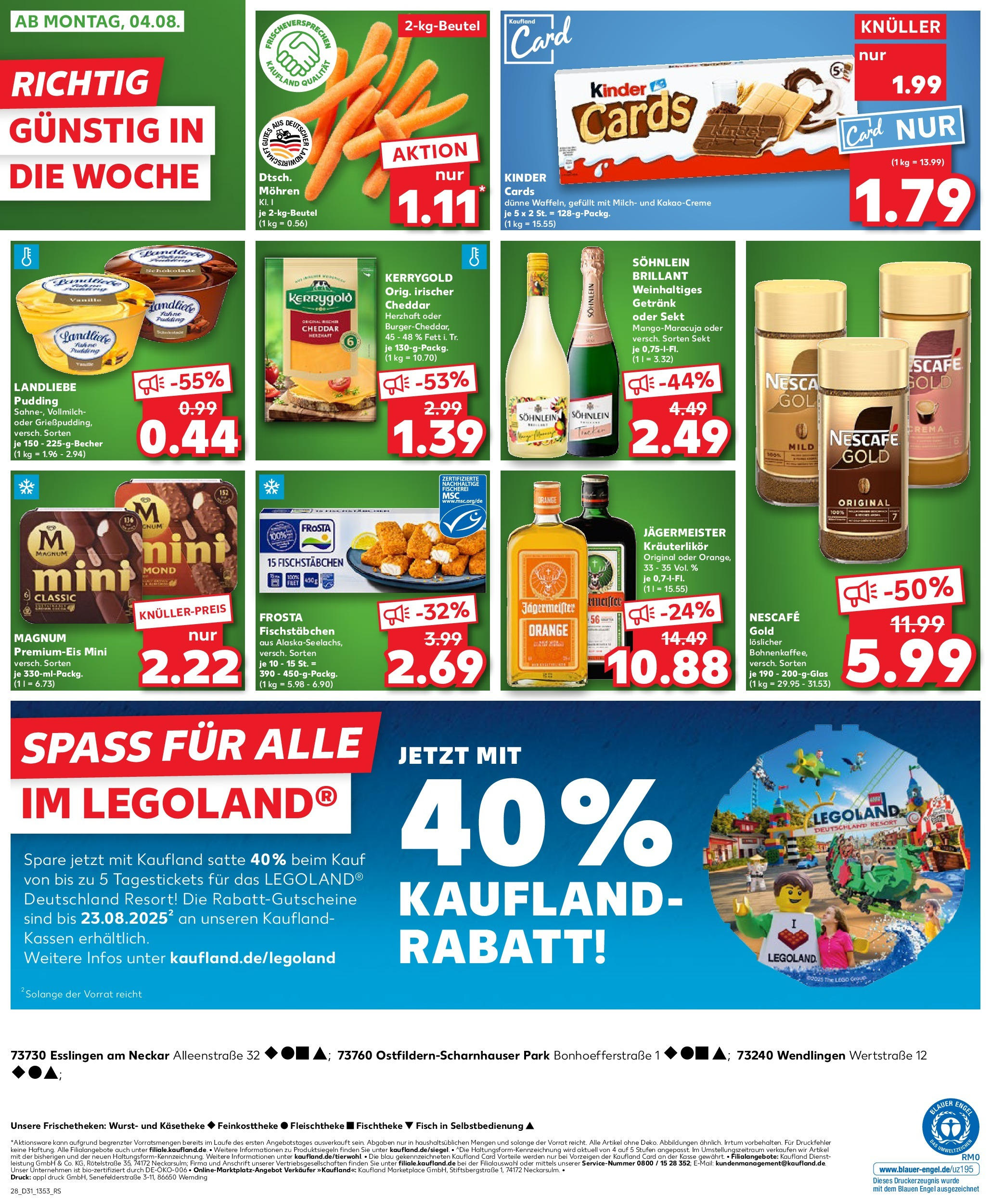 Prospekt Kaufland ab 31.07.2025 » Angebote und Werbung Online | Seite: 28 | Produkte: Nescafe, Fischstabchen, Wurst, Nescafe gold Prospekt Kaufland ab 31.07.2025 » Angebote Online zum Blättern | Seite: 28 | Produkte: Nescafe, Fischstabchen, Wurst, Nescafe gold