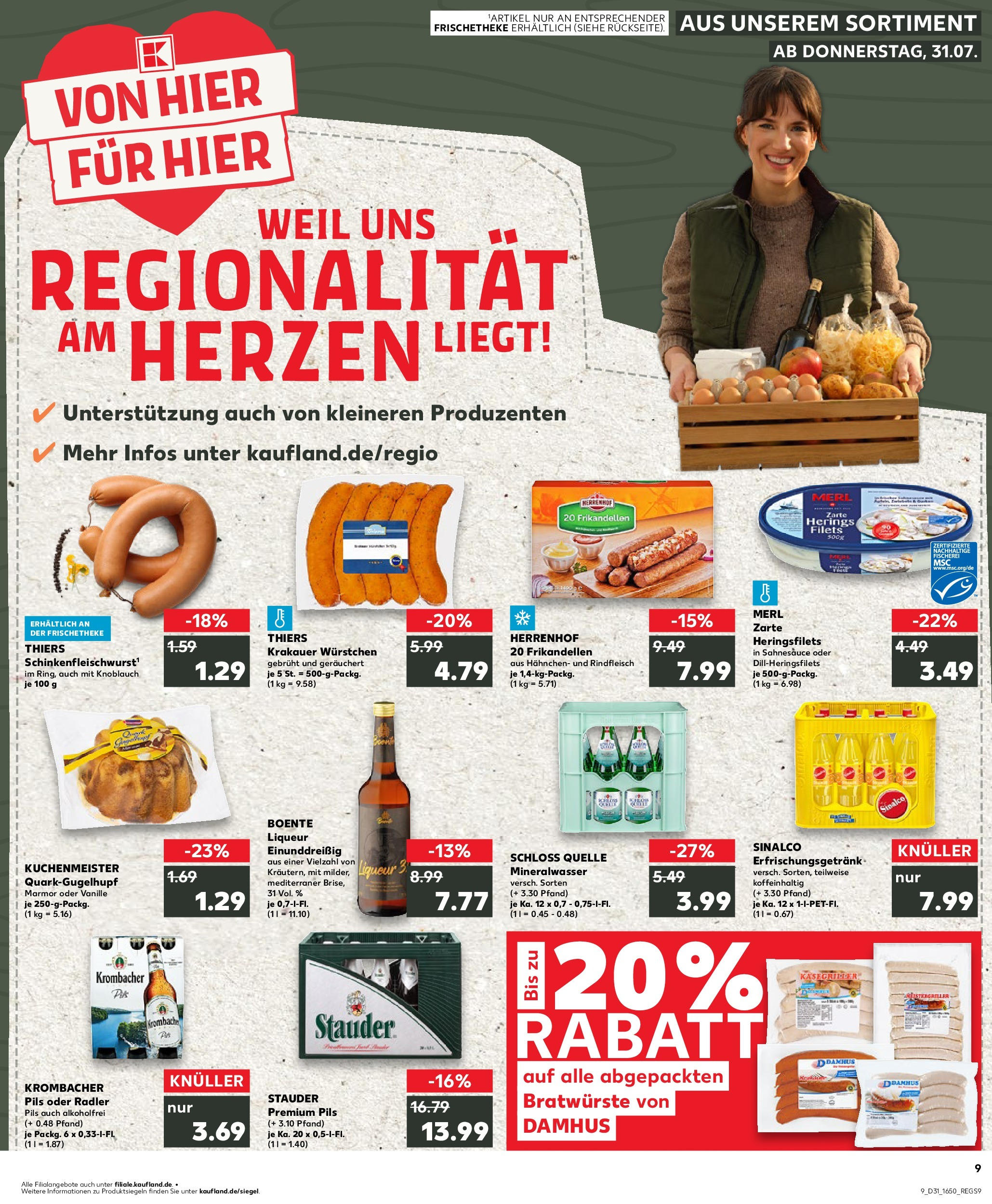 Prospekt Kaufland ab 31.07.2025 » Angebote Online zum Blättern | Seite: 9 | Produkte: Pils, Mineralwasser, Radler, Knoblauch