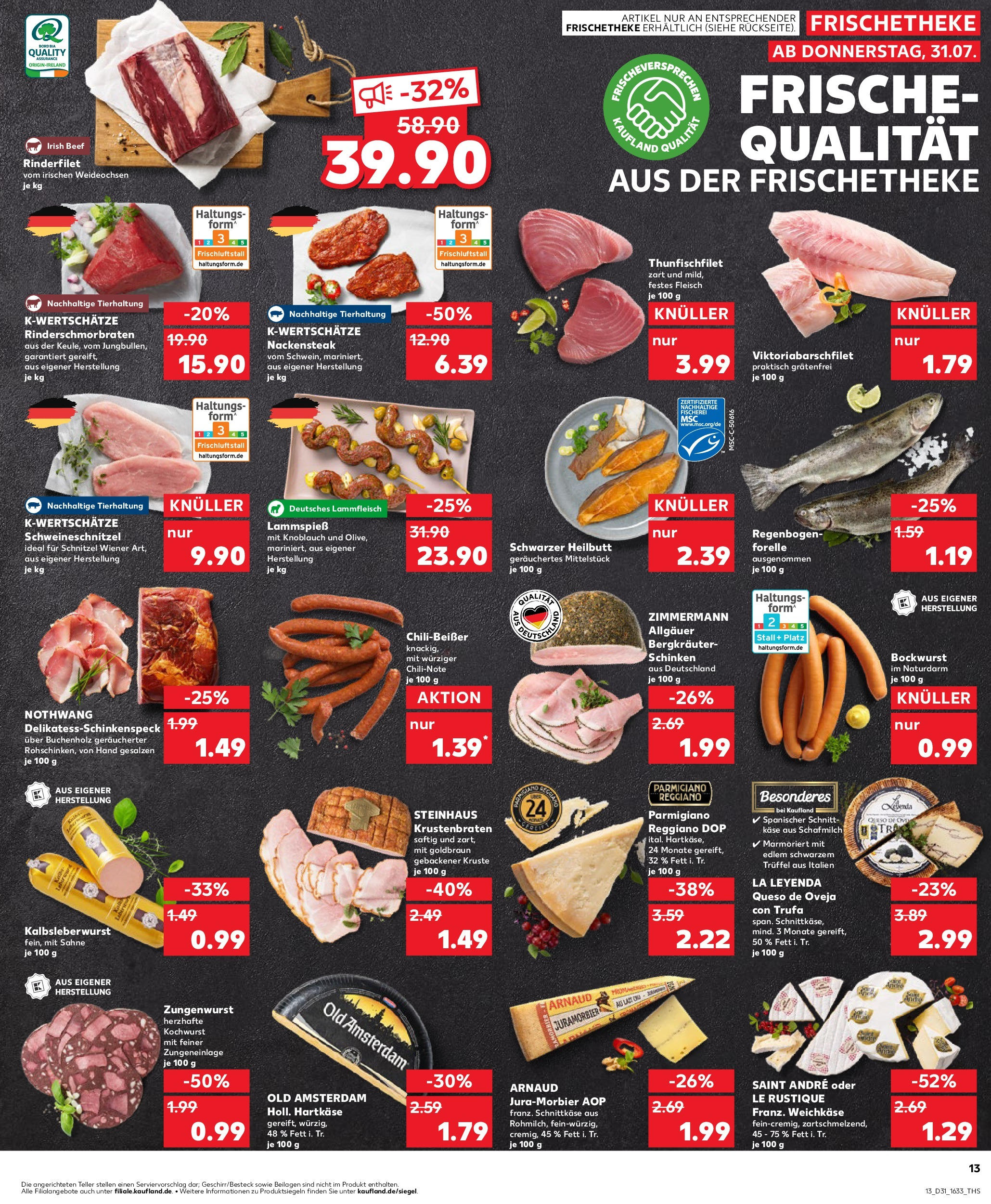 Prospekt Kaufland ab 31.07.2025 » Angebote Online zum Blättern | Seite: 13 | Produkte: Schnitzel, Chili, Sahne, Fleisch