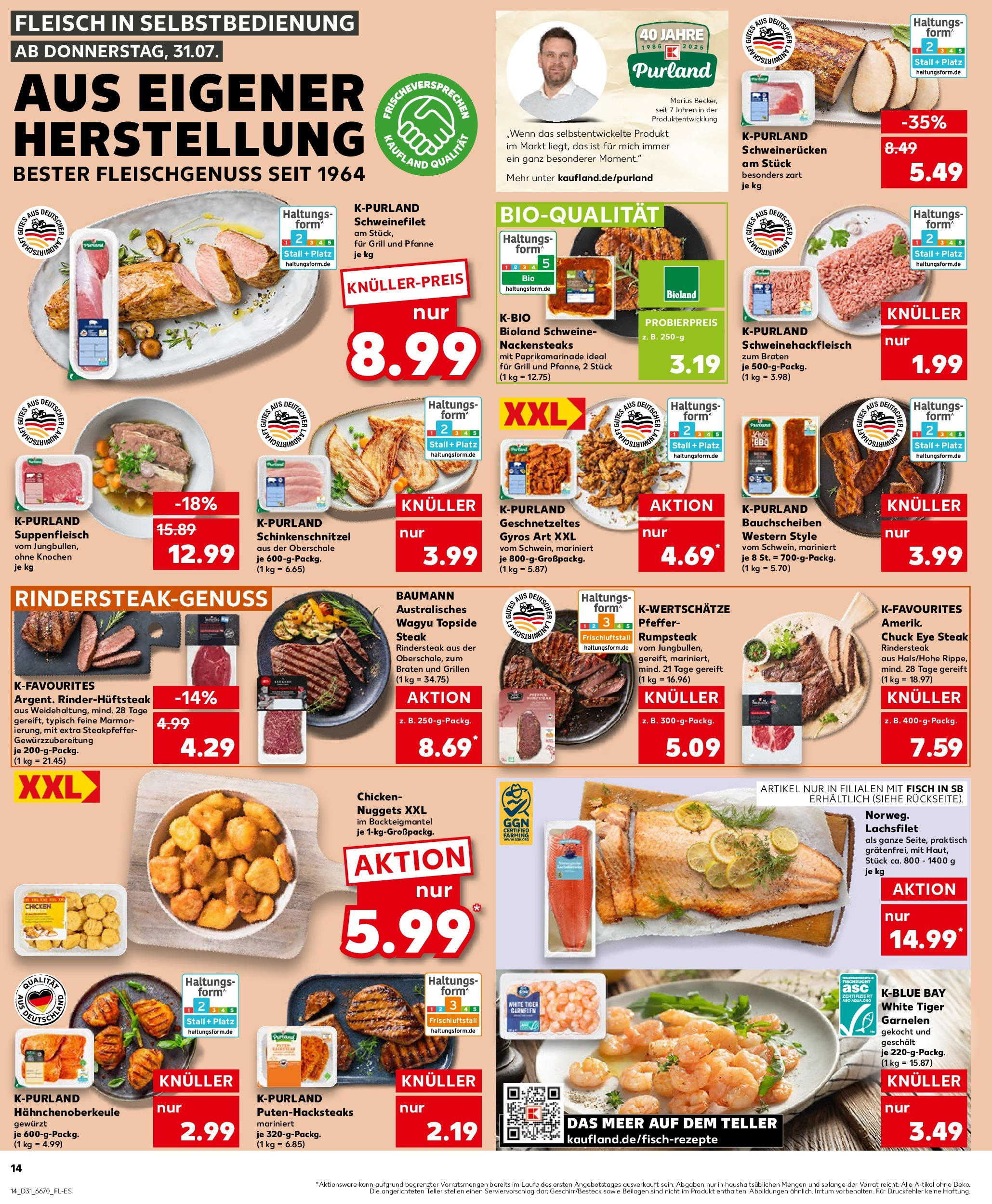 Prospekt Kaufland ab 31.07.2025 » Angebote und Werbung Online | Seite: 14 | Produkte: Grill, Schweinefilet, Fisch, Suppenfleisch Prospekt Kaufland ab 31.07.2025 » Angebote Online zum Blättern | Seite: 14 | Produkte: Grill, Schweinefilet, Fisch, Suppenfleisch