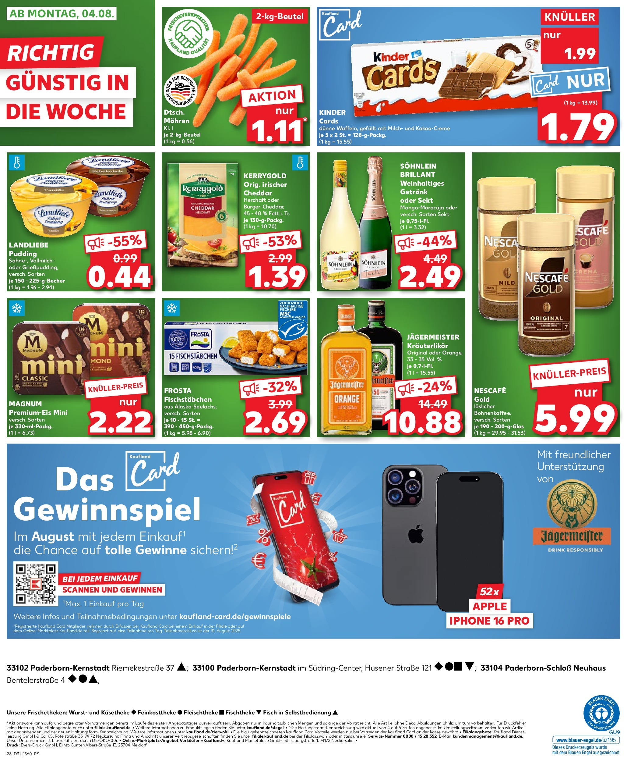 Prospekt Kaufland ab 31.07.2025 » Angebote und Werbung Online | Seite: 28 | Produkte: Pudding, Iphone, Wurst, Nescafe gold Prospekt Kaufland ab 31.07.2025 » Angebote Online zum Blättern | Seite: 28 | Produkte: Pudding, Iphone, Wurst, Nescafe gold
