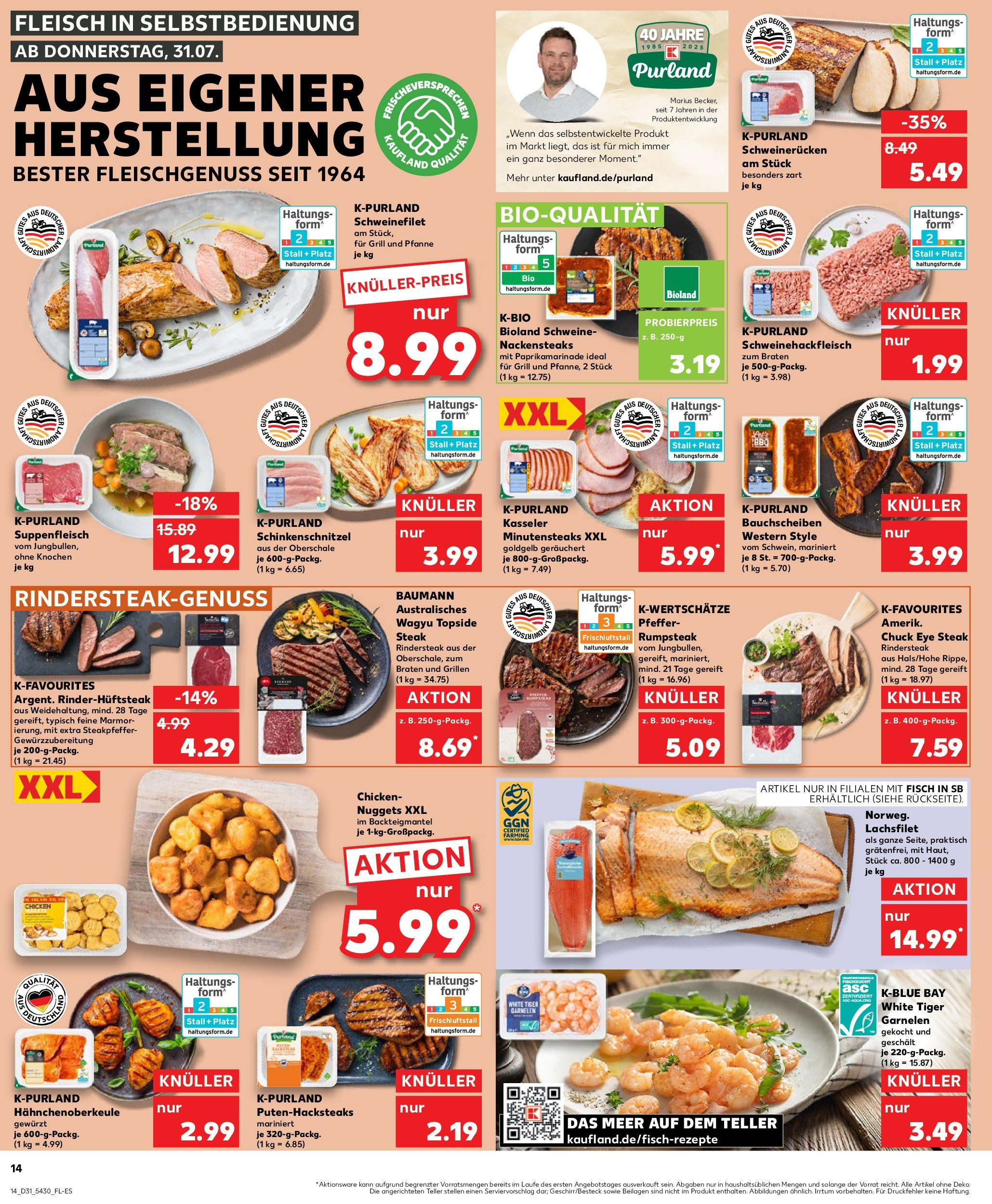 Prospekt Kaufland ab 31.07.2025 » Angebote und Werbung Online | Seite: 14 | Produkte: Nackensteaks, Rumpsteak, Grill, Steak Prospekt Kaufland ab 31.07.2025 » Angebote Online zum Blättern | Seite: 14 | Produkte: Nackensteaks, Rumpsteak, Grill, Steak