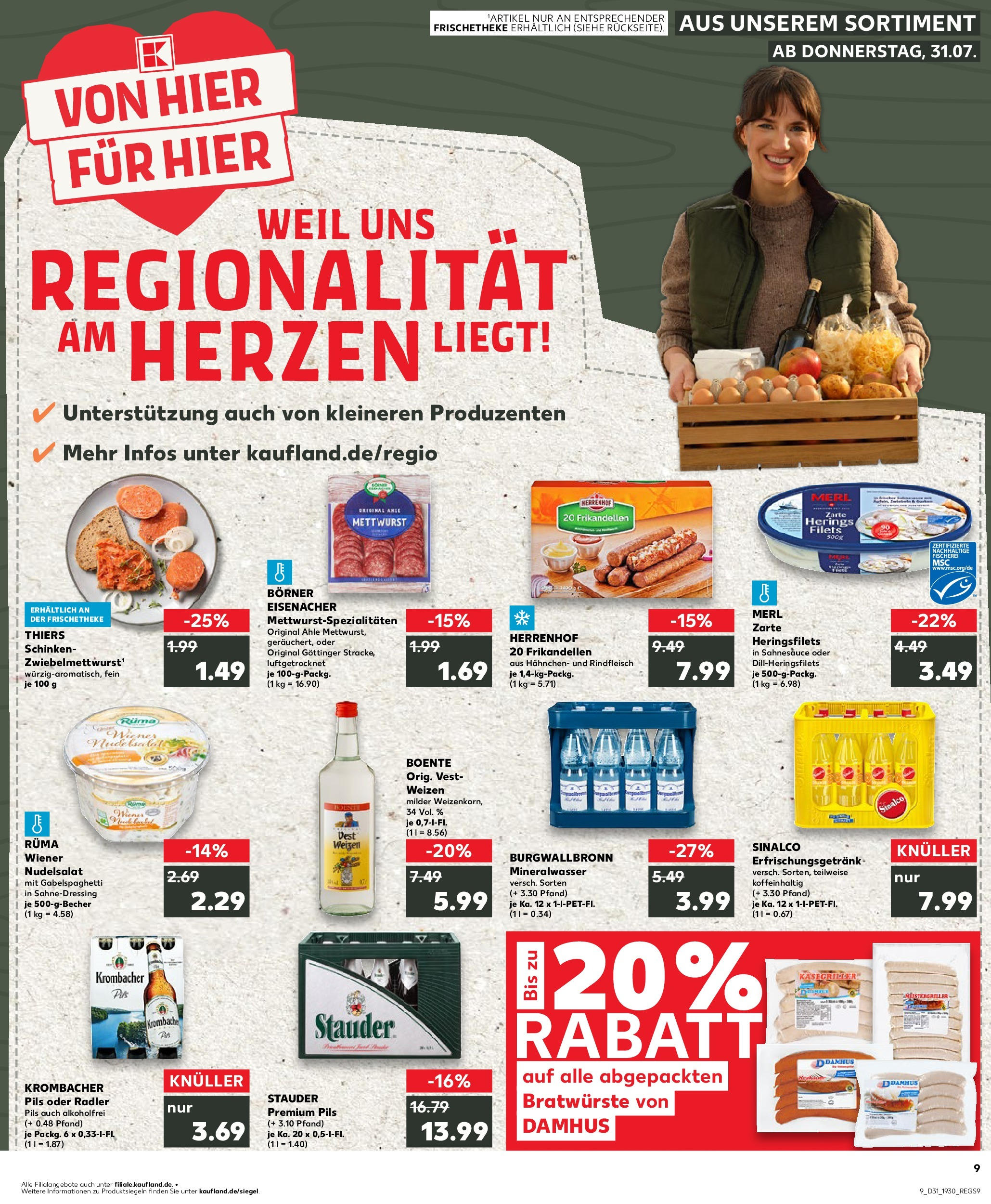 Prospekt Kaufland ab 31.07.2025 » Angebote und Werbung Online | Seite: 9 | Produkte: Sinalco, Pils, Mineralwasser, Schinken Prospekt Kaufland ab 31.07.2025 » Angebote Online zum Blättern | Seite: 9 | Produkte: Sinalco, Pils, Mineralwasser, Schinken