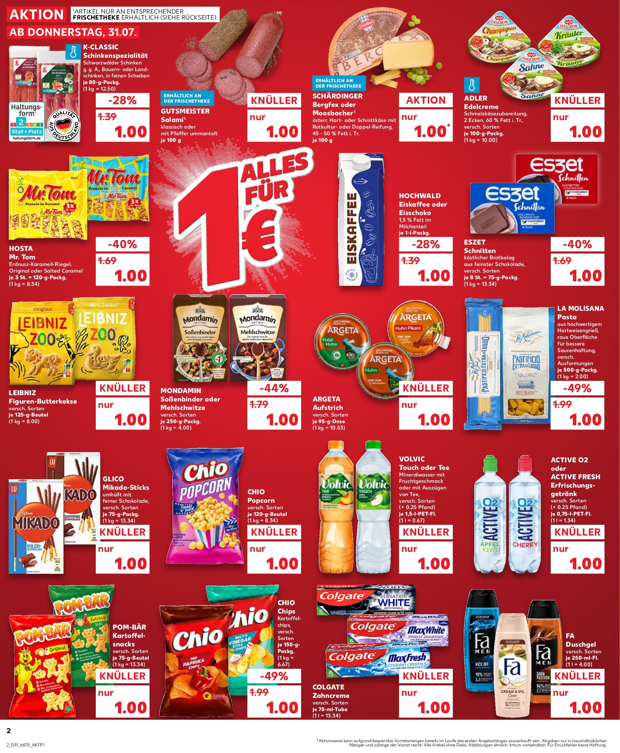 Prospekt Kaufland ab 31.07.2025 » Angebote und Werbung Online | Seite: 2 | Produkte: POM-BÄR, Pasta, Chips, Volvic Prospekt Kaufland ab 31.07.2025 » Angebote Online zum Blättern | Seite: 2 | Produkte: POM-BÄR, Pasta, Chips, Volvic