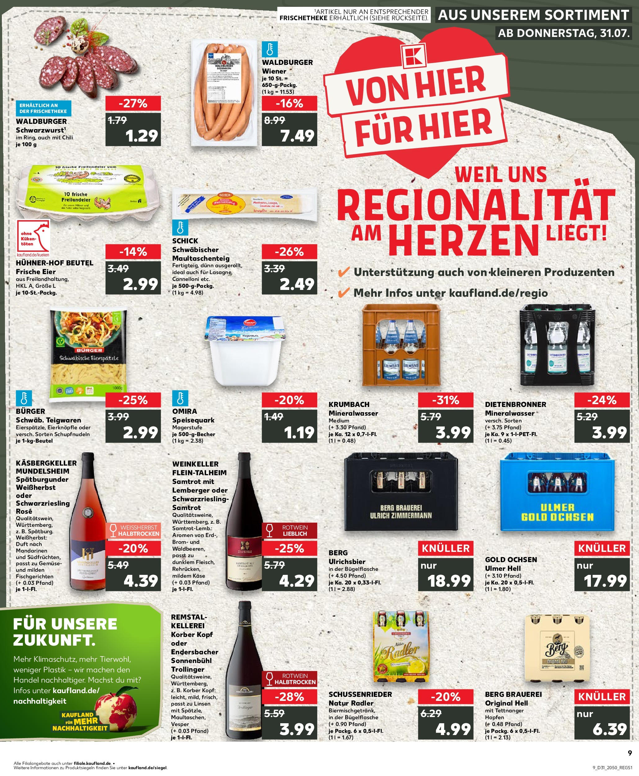 Prospekt Kaufland ab 31.07.2025 » Angebote Online zum Blättern | Seite: 9 | Produkte: Rotwein, Mandarinen, Radler, Gemüse