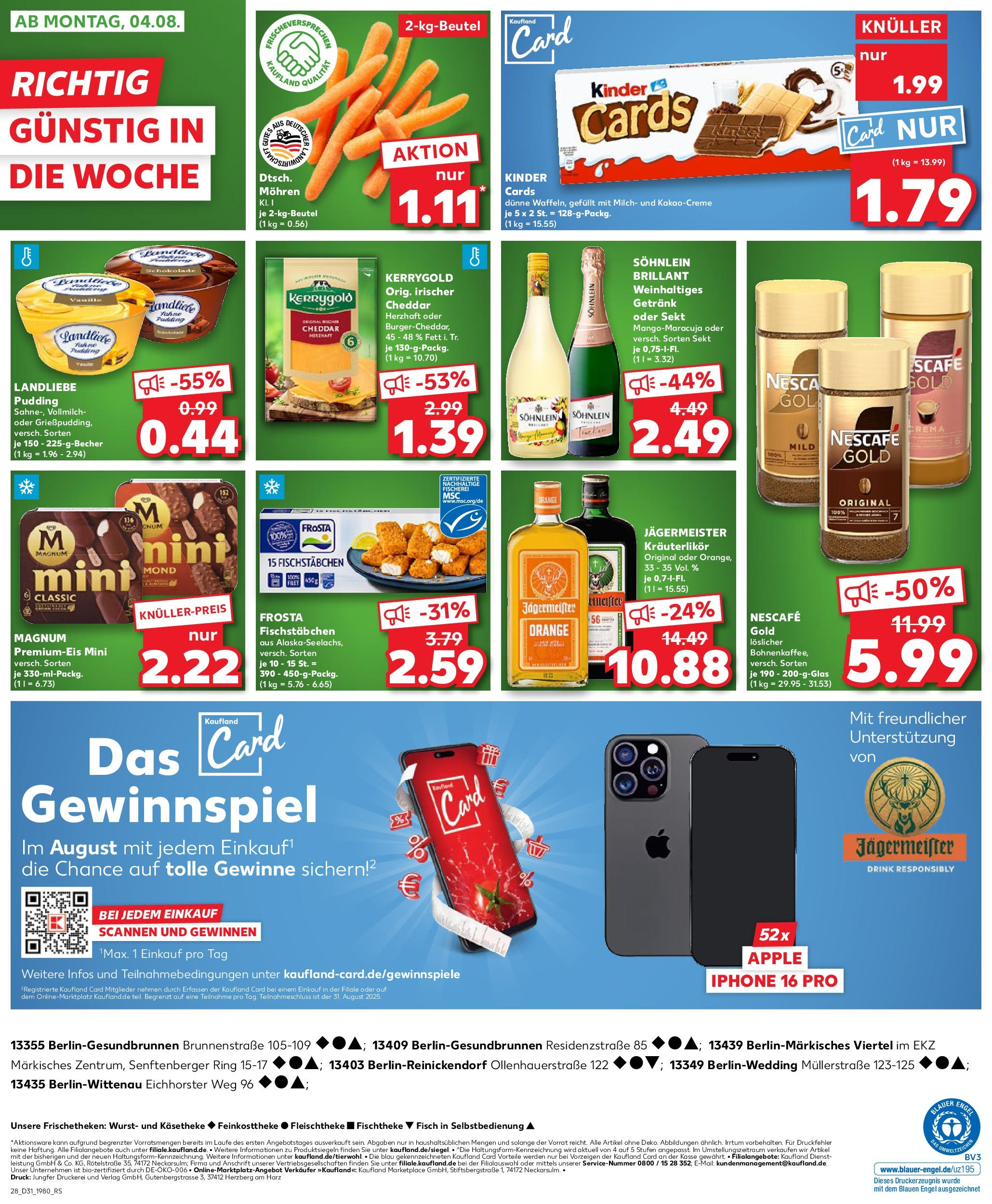 Prospekt Kaufland ab 31.07.2025 » Angebote und Werbung Online | Seite: 28 | Produkte: Pudding, Mohren, Fischstabchen, Wurst Prospekt Kaufland ab 31.07.2025 » Angebote Online zum Blättern | Seite: 28 | Produkte: Pudding, Mohren, Fischstabchen, Wurst