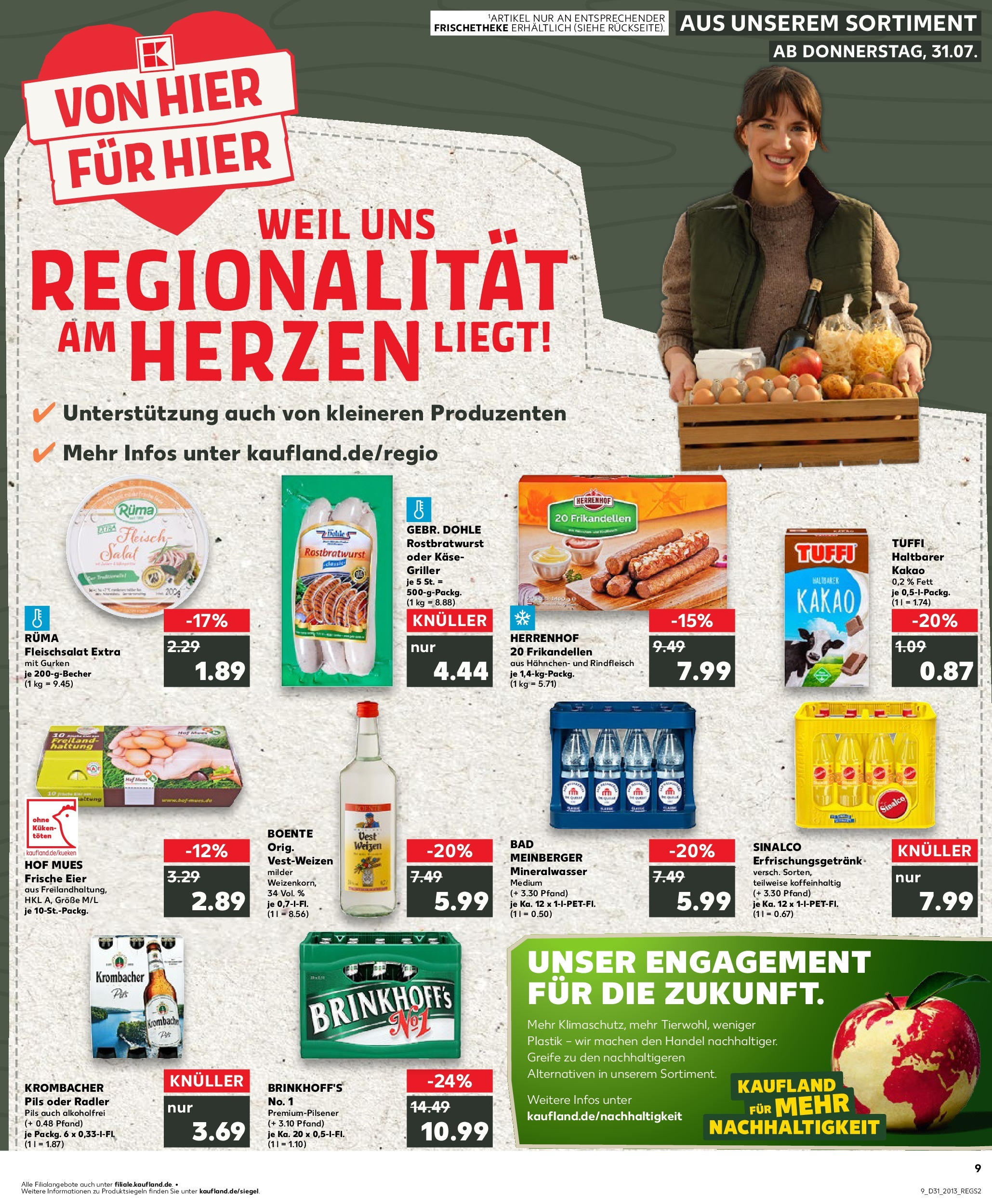 Prospekt Kaufland ab 31.07.2025 » Angebote und Werbung Online | Seite: 9 | Produkte: Hahnchen, Mineralwasser, Fleisch, Gurken Prospekt Kaufland ab 31.07.2025 » Angebote Online zum Blättern | Seite: 9 | Produkte: Hahnchen, Mineralwasser, Fleisch, Gurken