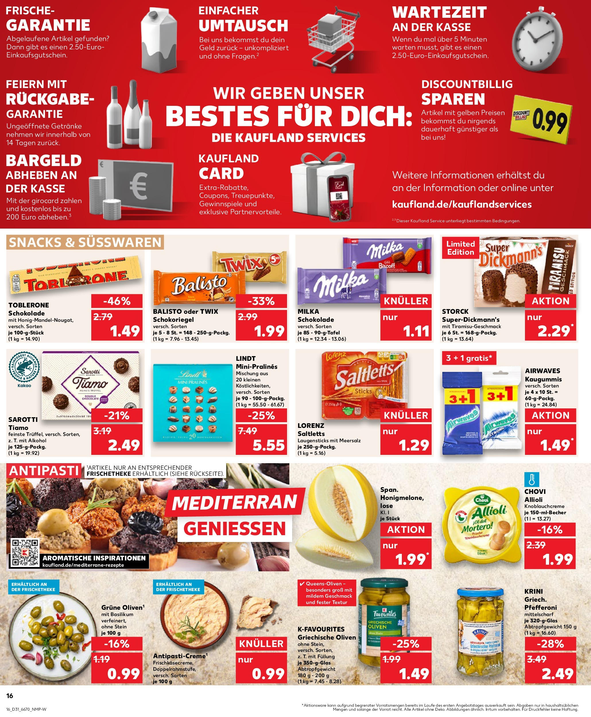 Prospekt Kaufland ab 31.07.2025 » Angebote und Werbung Online | Seite: 16 | Produkte: Schokolade, Milka schokolade, Pfefferoni, Twix Prospekt Kaufland ab 31.07.2025 » Angebote Online zum Blättern | Seite: 16 | Produkte: Schokolade, Milka schokolade, Pfefferoni, Twix