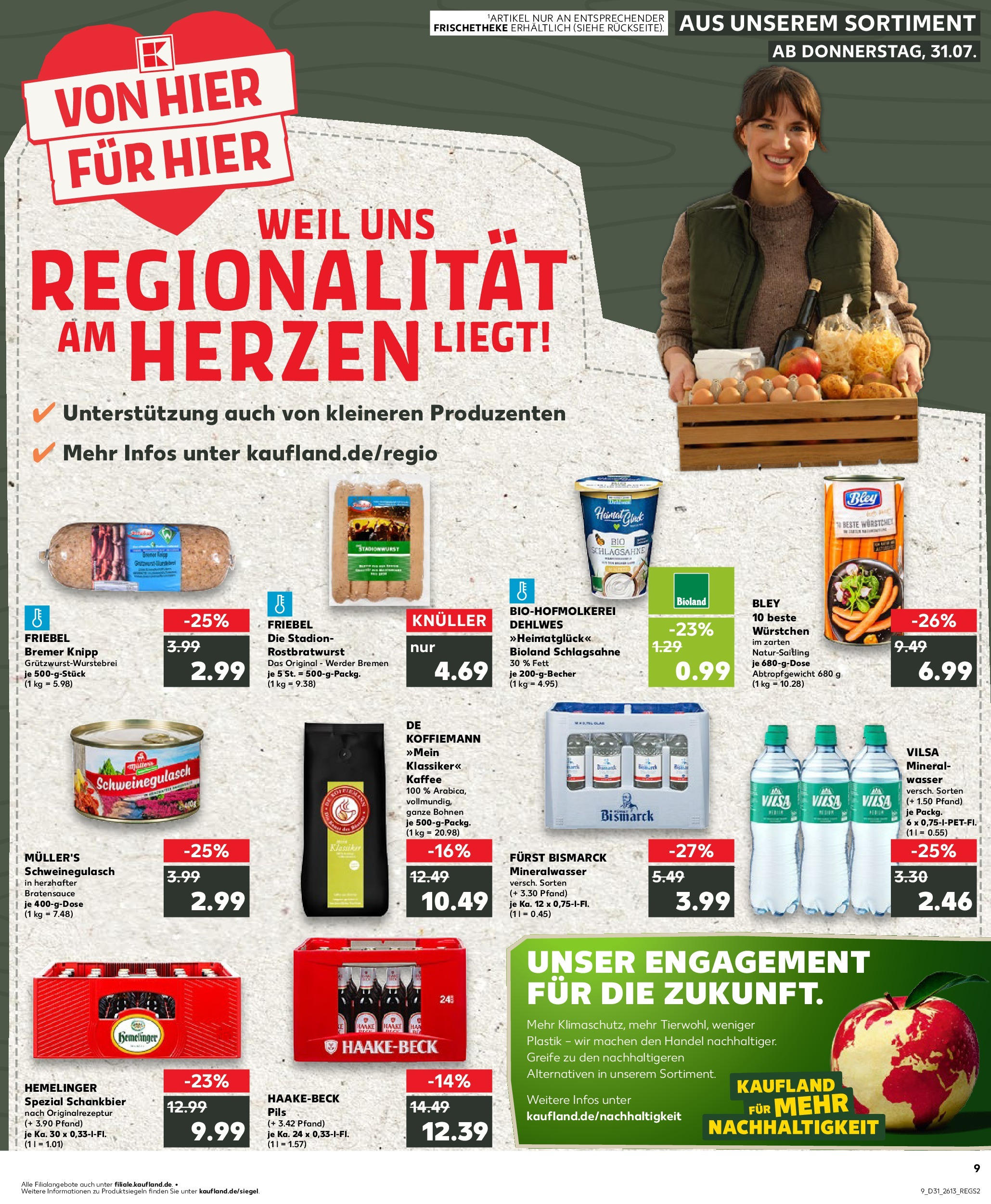 Prospekt Kaufland ab 31.07.2025 » Angebote und Werbung Online | Seite: 9 | Produkte: Schweinegulasch, Kaffee, Pils, Mineralwasser Prospekt Kaufland ab 31.07.2025 » Angebote Online zum Blättern | Seite: 9 | Produkte: Schweinegulasch, Kaffee, Pils, Mineralwasser