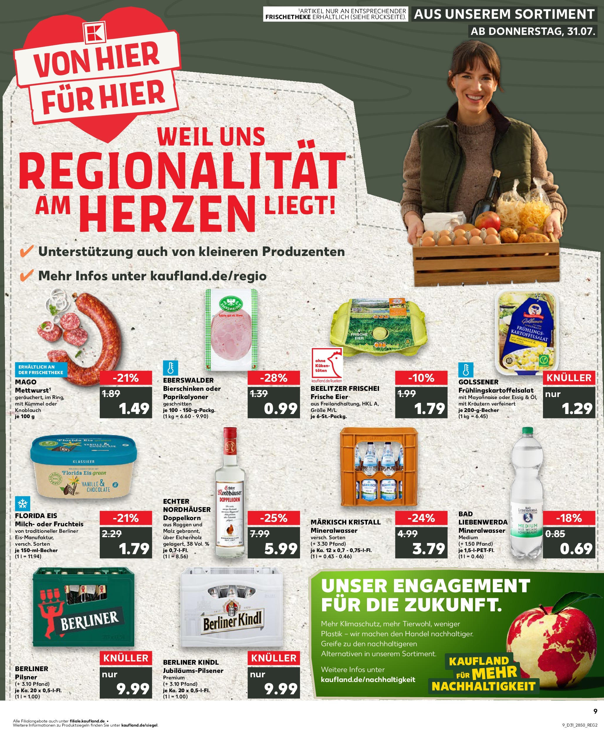 Prospekt Kaufland ab 31.07.2025 » Angebote und Werbung Online | Seite: 9 | Produkte: Essig, Bad, Eis, Berliner pilsner Prospekt Kaufland ab 31.07.2025 » Angebote Online zum Blättern | Seite: 9 | Produkte: Essig, Bad, Eis, Berliner pilsner
