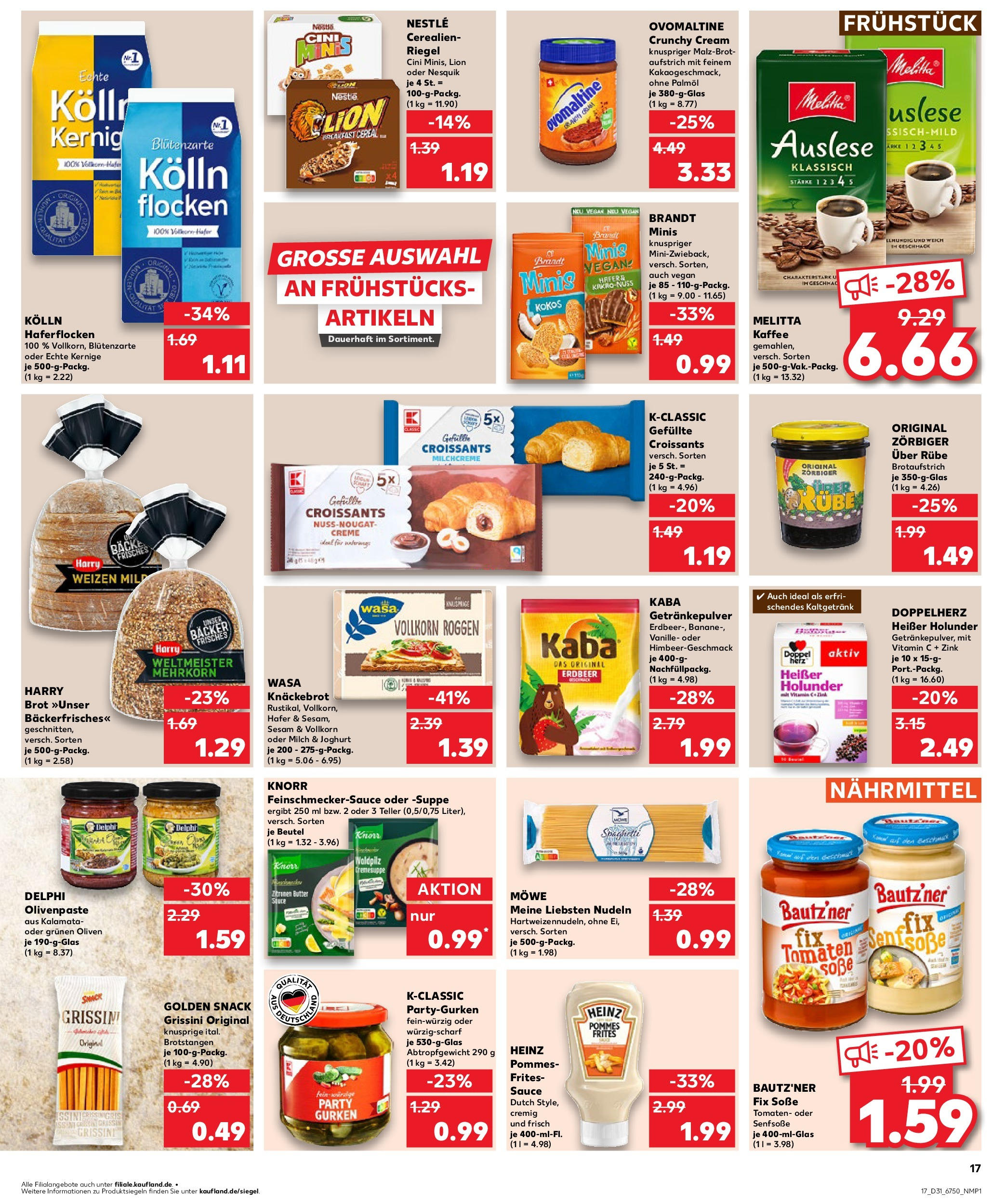 Prospekt Kaufland ab 31.07.2025 » Angebote und Werbung Online | Seite: 17 | Produkte: Pasta, Brot, Nudeln, Gurken Prospekt Kaufland ab 31.07.2025 » Angebote Online zum Blättern | Seite: 17 | Produkte: Pasta, Brot, Nudeln, Gurken