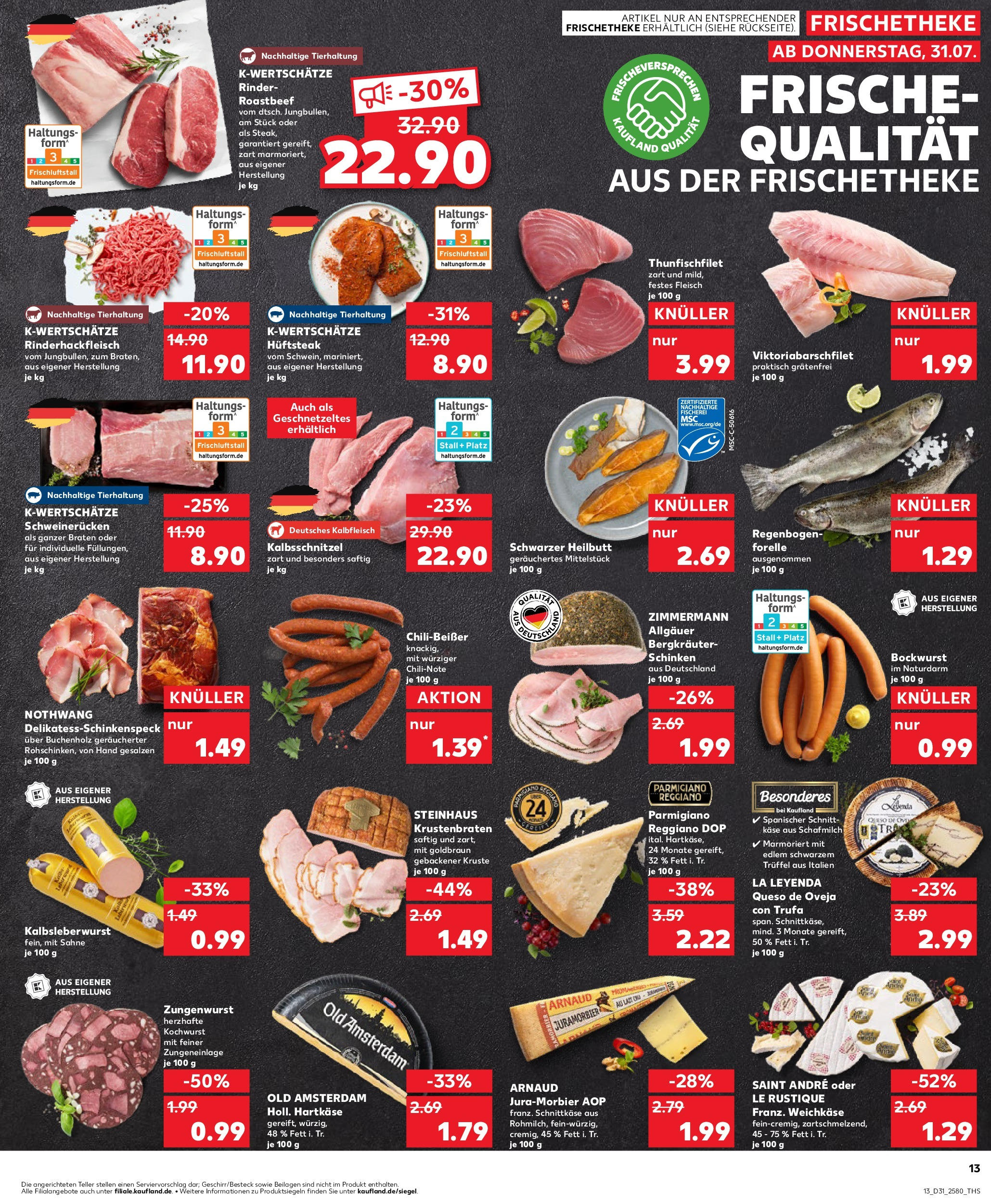 Prospekt Kaufland ab 31.07.2025 » Angebote und Werbung Online | Seite: 13 | Produkte: Roastbeef, Chili, Sahne, Fleisch Prospekt Kaufland ab 31.07.2025 » Angebote Online zum Blättern | Seite: 13 | Produkte: Roastbeef, Chili, Sahne, Fleisch