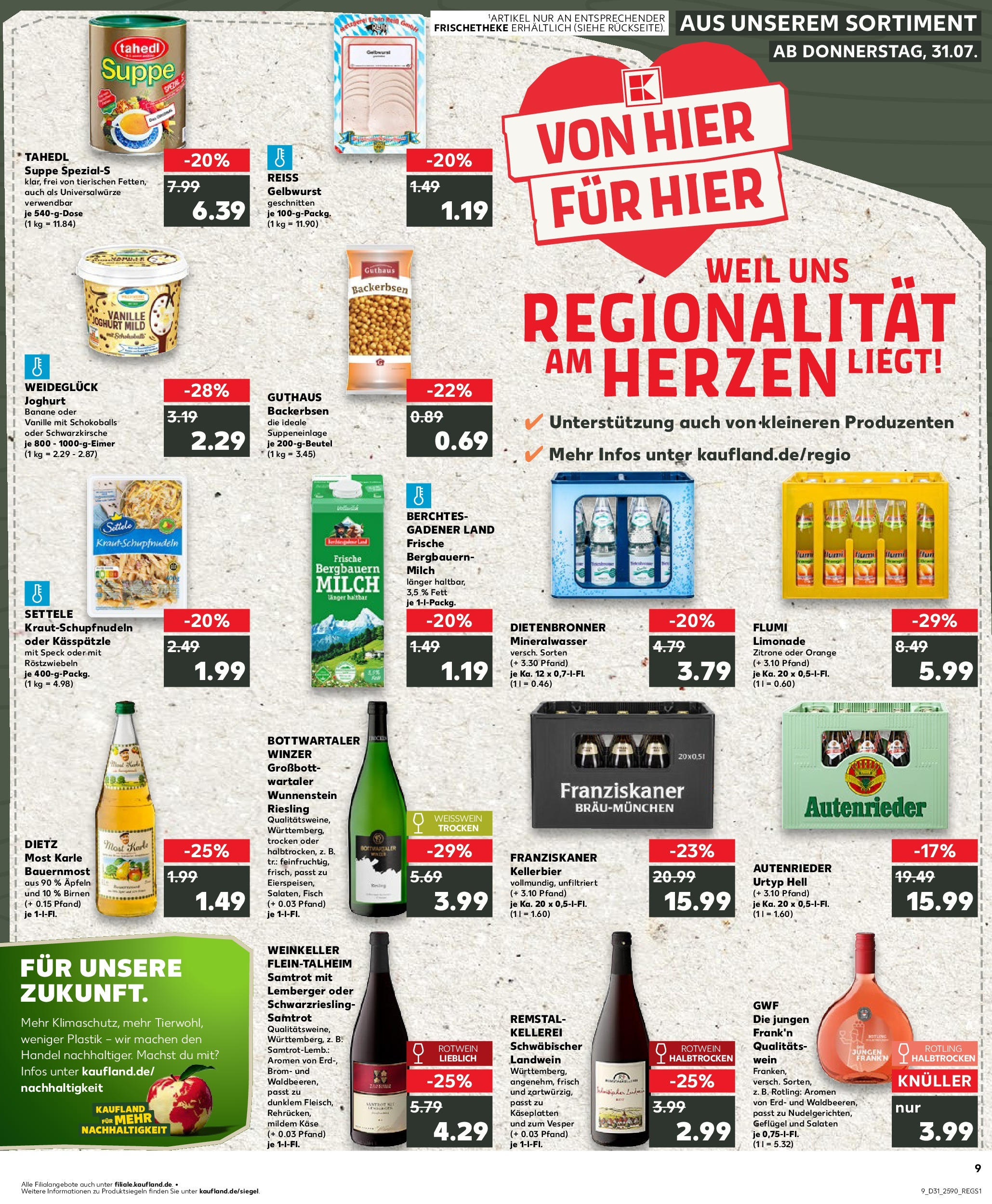 Prospekt Kaufland ab 31.07.2025 » Angebote und Werbung Online | Seite: 9 | Produkte: Weißwein, Rotwein, Limonade, Mineralwasser Prospekt Kaufland ab 31.07.2025 » Angebote Online zum Blättern | Seite: 9 | Produkte: Weißwein, Rotwein, Limonade, Mineralwasser