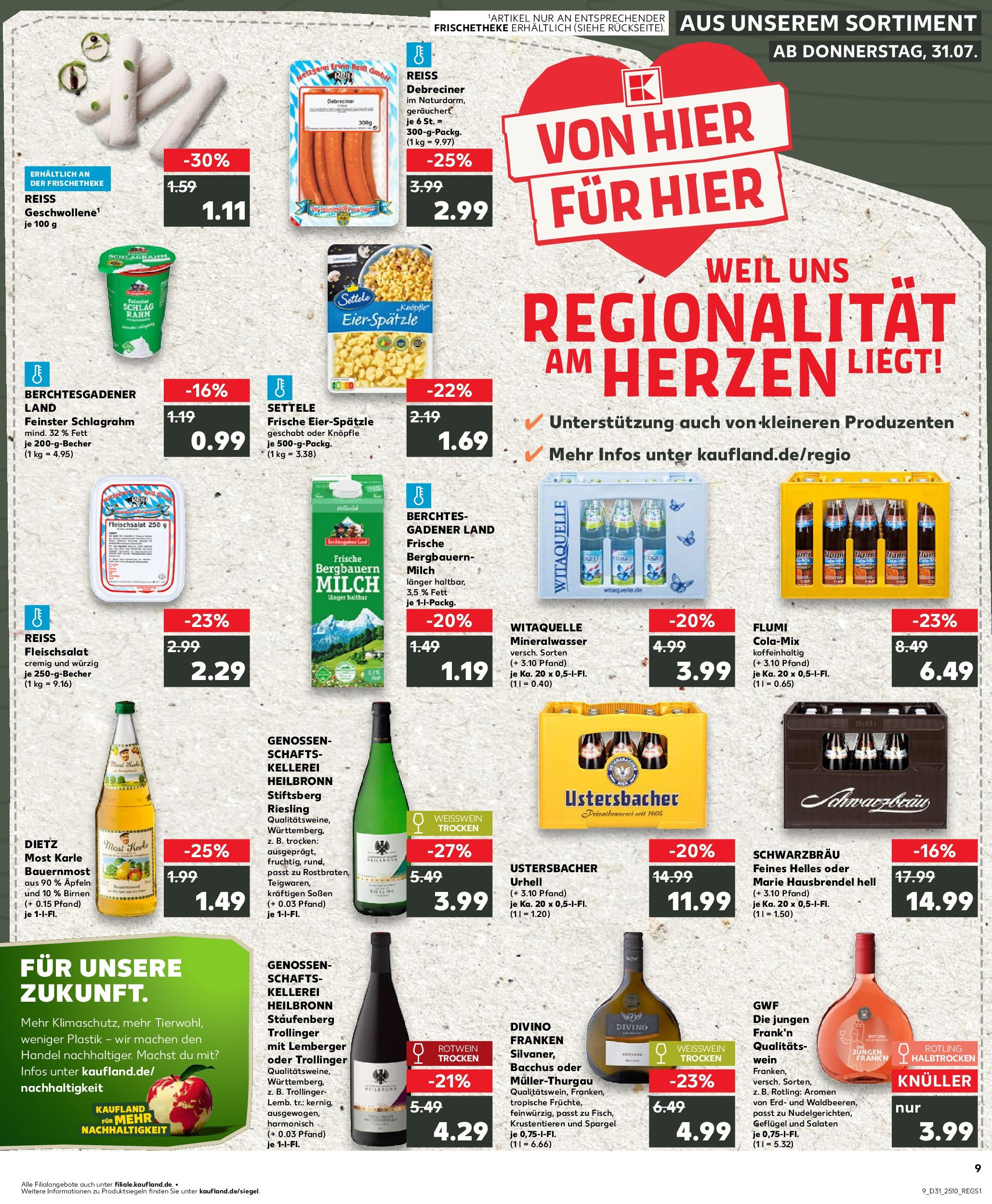 Prospekt Kaufland ab 31.07.2025 » Angebote und Werbung Online | Seite: 9 | Produkte: Weißwein, Spargel, Mineralwasser, Wein Prospekt Kaufland ab 31.07.2025 » Angebote Online zum Blättern | Seite: 9 | Produkte: Weißwein, Spargel, Mineralwasser, Wein