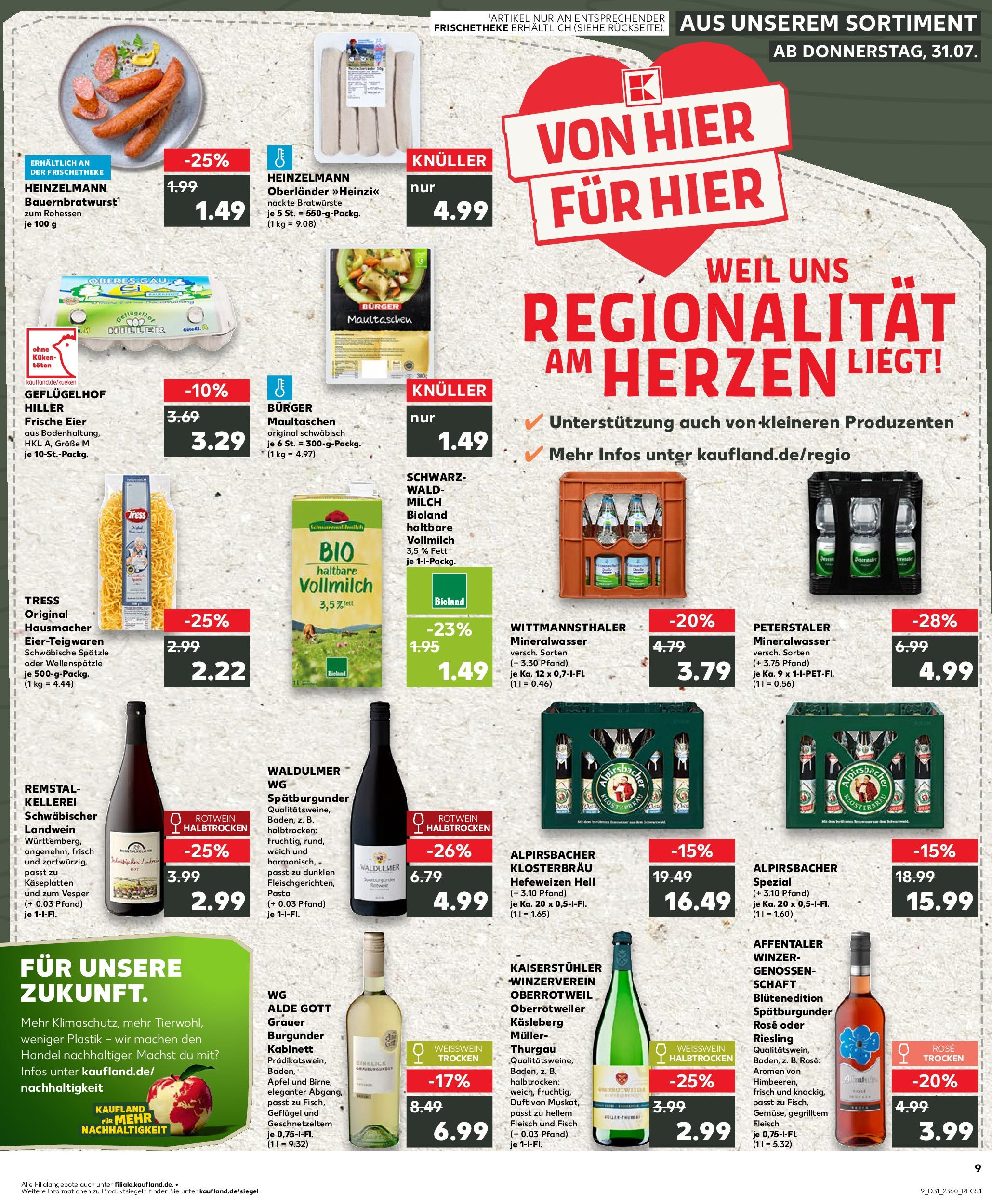 Prospekt Kaufland ab 31.07.2025 » Angebote und Werbung Online | Seite: 9 | Produkte: Weißwein, Rotwein, Fisch, Maultaschen Prospekt Kaufland ab 31.07.2025 » Angebote Online zum Blättern | Seite: 9 | Produkte: Weißwein, Rotwein, Fisch, Maultaschen