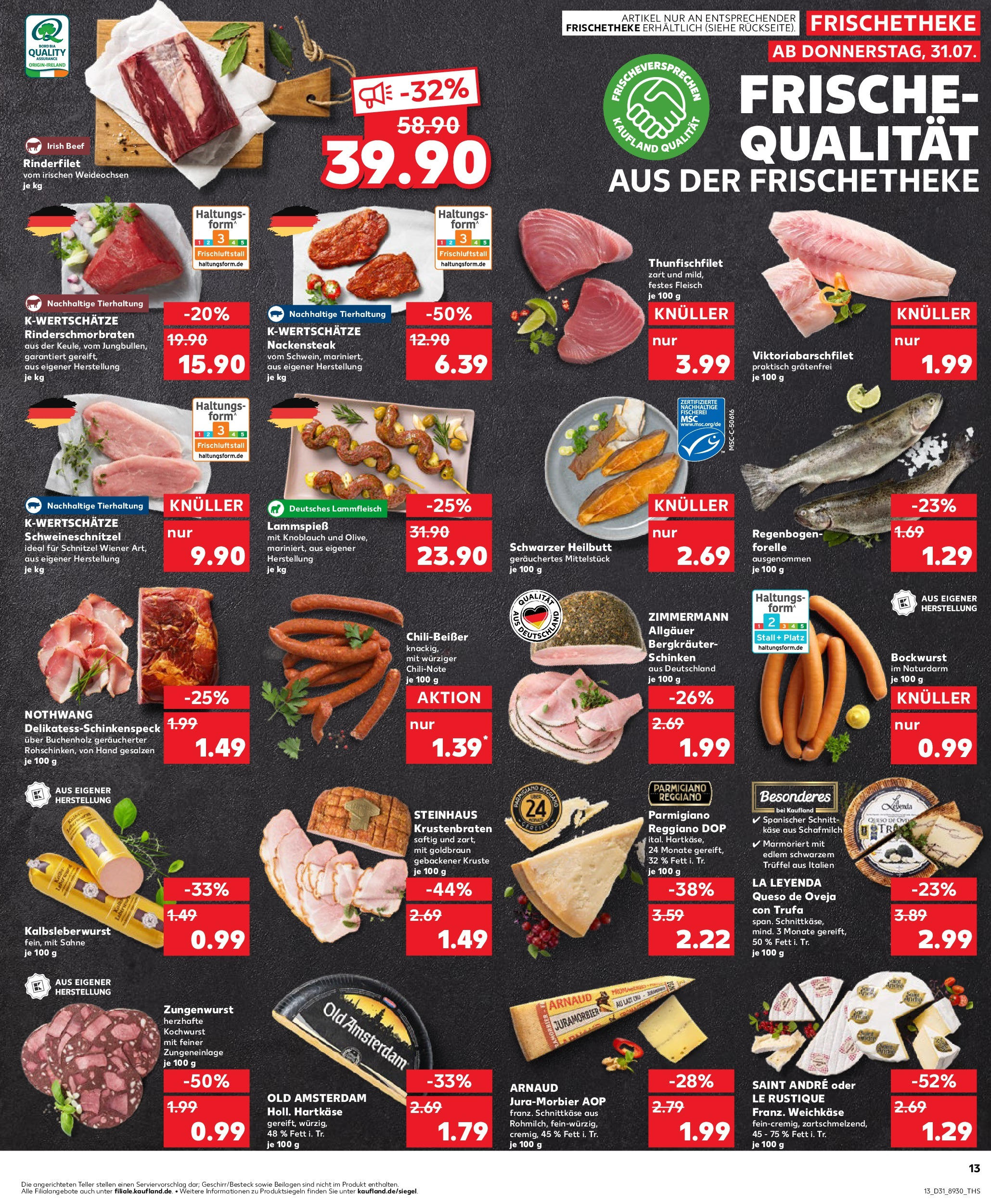 Prospekt Kaufland ab 31.07.2025 » Angebote und Werbung Online | Seite: 13 | Produkte: Bockwurst, Rinderfilet, Chili, Schinken Prospekt Kaufland ab 31.07.2025 » Angebote Online zum Blättern | Seite: 13 | Produkte: Bockwurst, Rinderfilet, Chili, Schinken