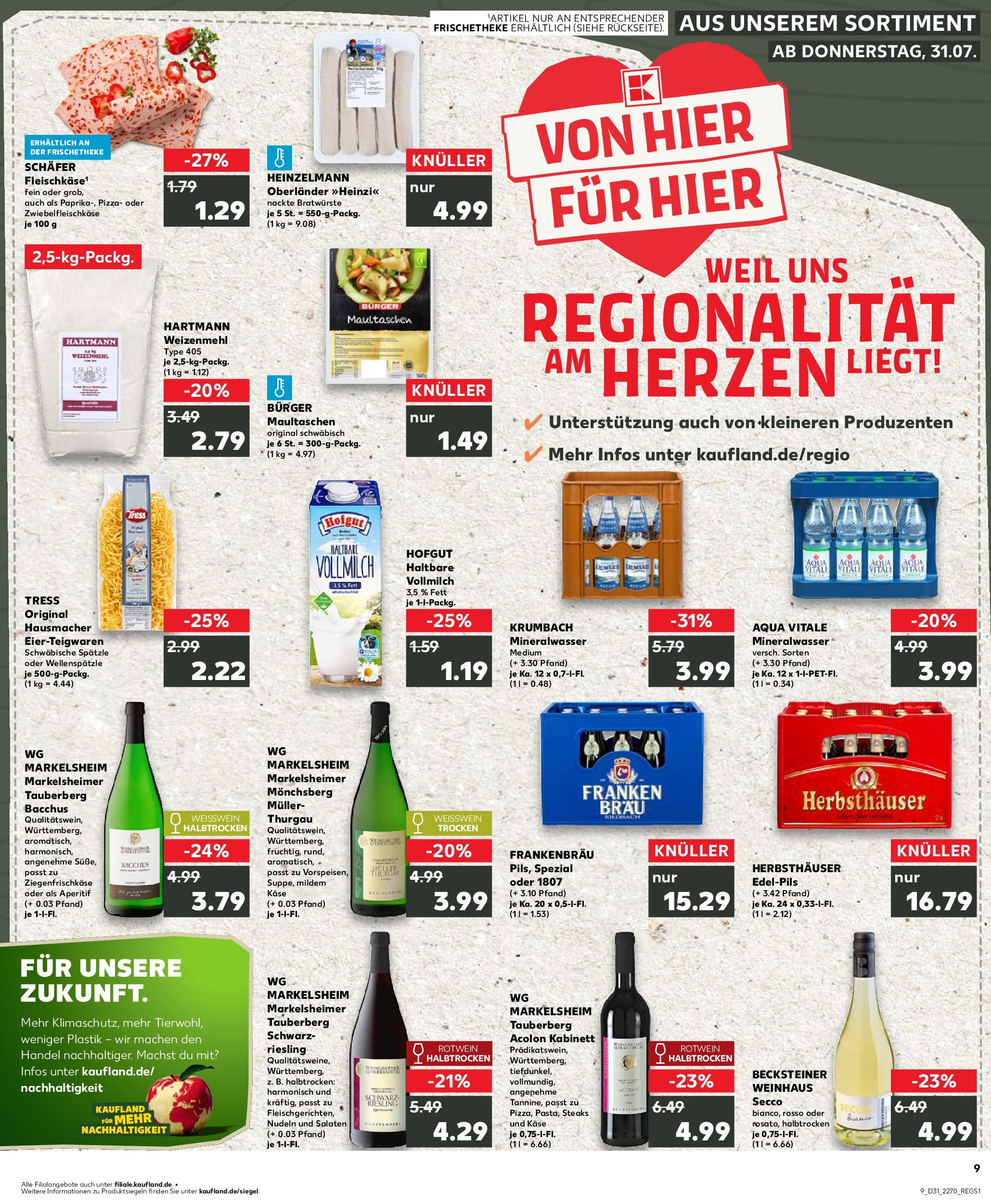 Prospekt Kaufland ab 31.07.2025 » Angebote und Werbung Online | Seite: 9 | Produkte: Rotwein, Mineralwasser, Pasta, Pizza Prospekt Kaufland ab 31.07.2025 » Angebote Online zum Blättern | Seite: 9 | Produkte: Rotwein, Mineralwasser, Pasta, Pizza