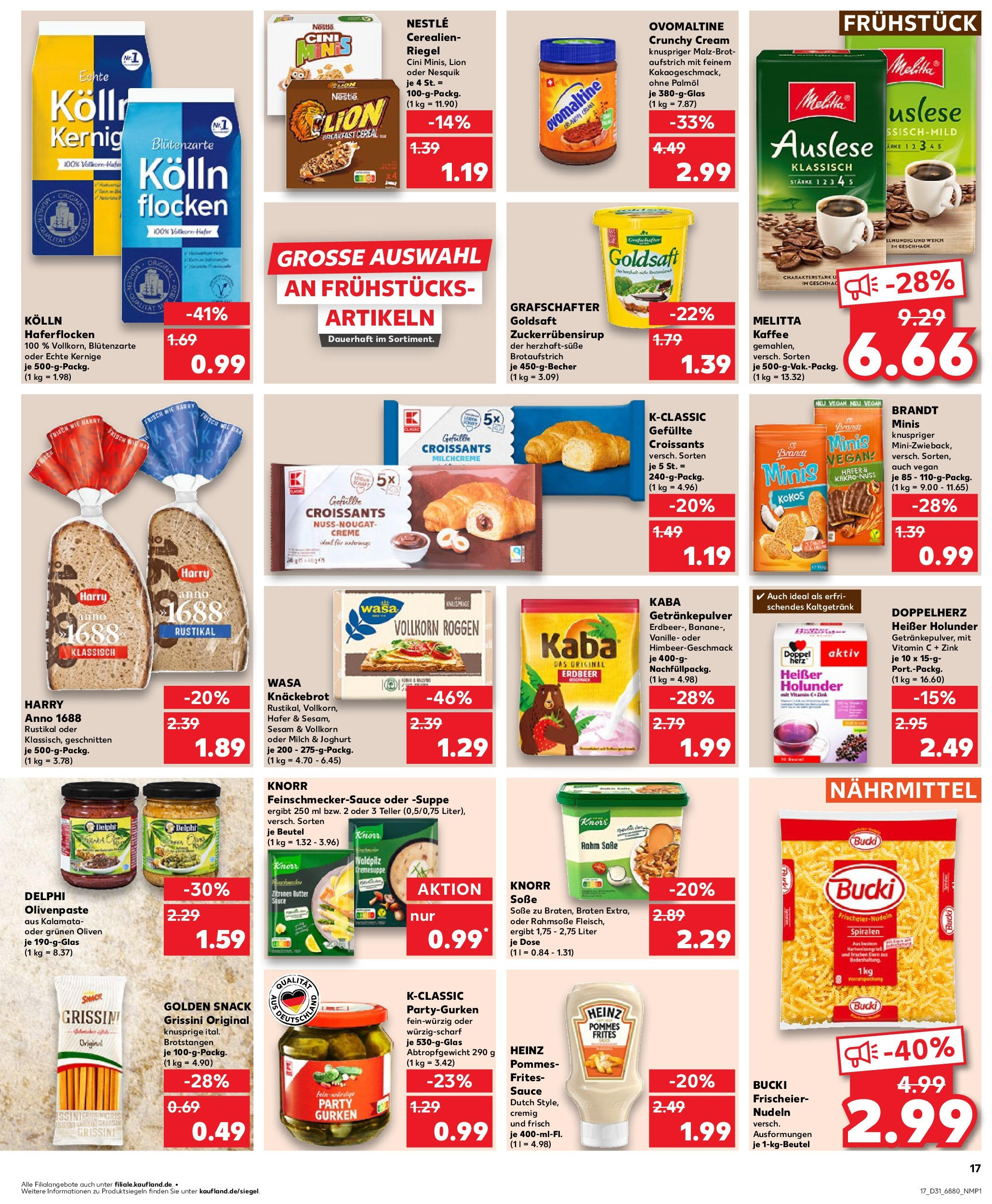 Prospekt Kaufland ab 31.07.2025 » Angebote Online zum Blättern | Seite: 17 | Produkte: Melitta, Kolln, Joghurt, Flocken
