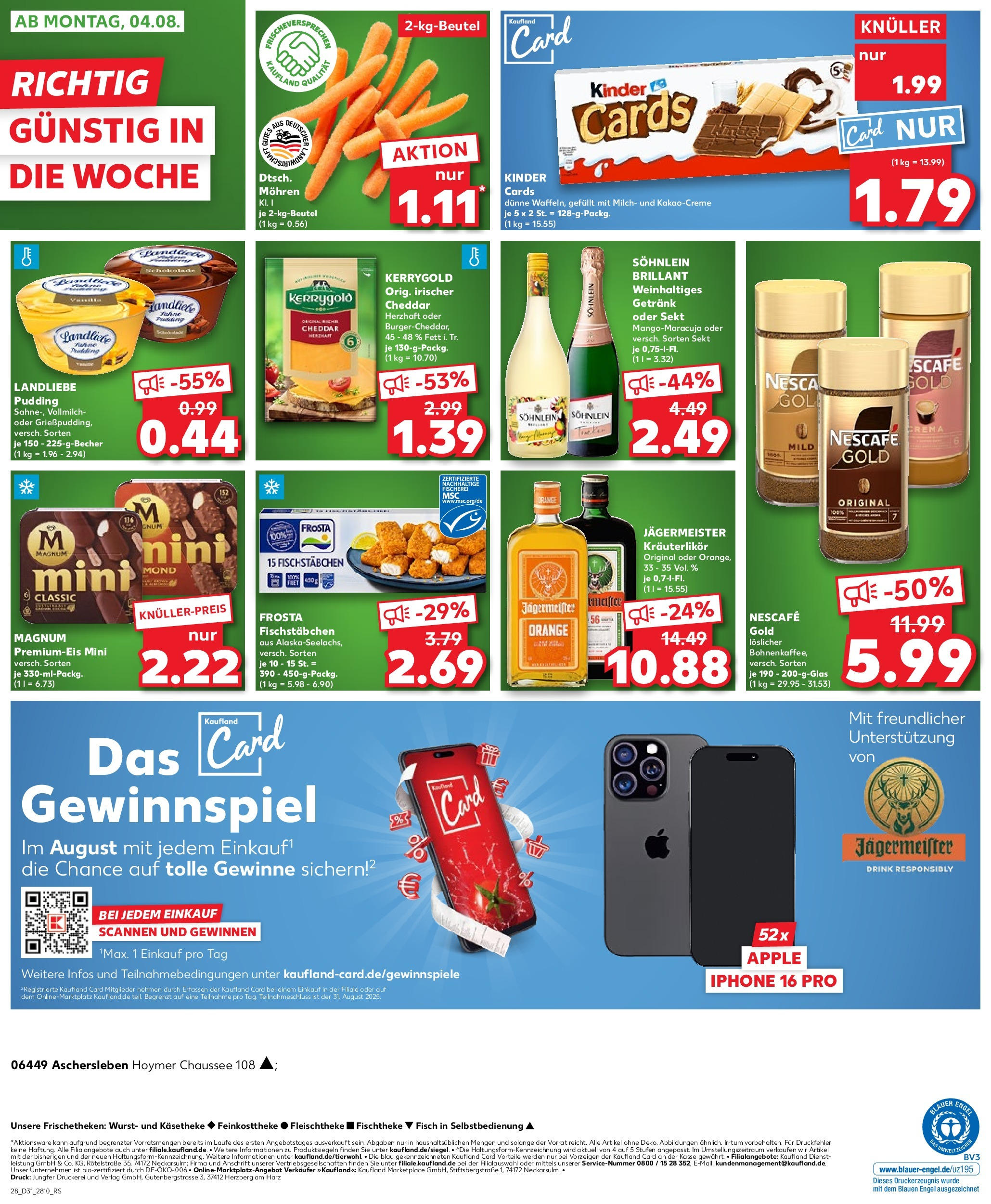 Prospekt Kaufland ab 31.07.2025 » Angebote und Werbung Online | Seite: 28 | Produkte: Milch, Mohren, Fisch, Nescafe gold Prospekt Kaufland ab 31.07.2025 » Angebote Online zum Blättern | Seite: 28 | Produkte: Milch, Mohren, Fisch, Nescafe gold