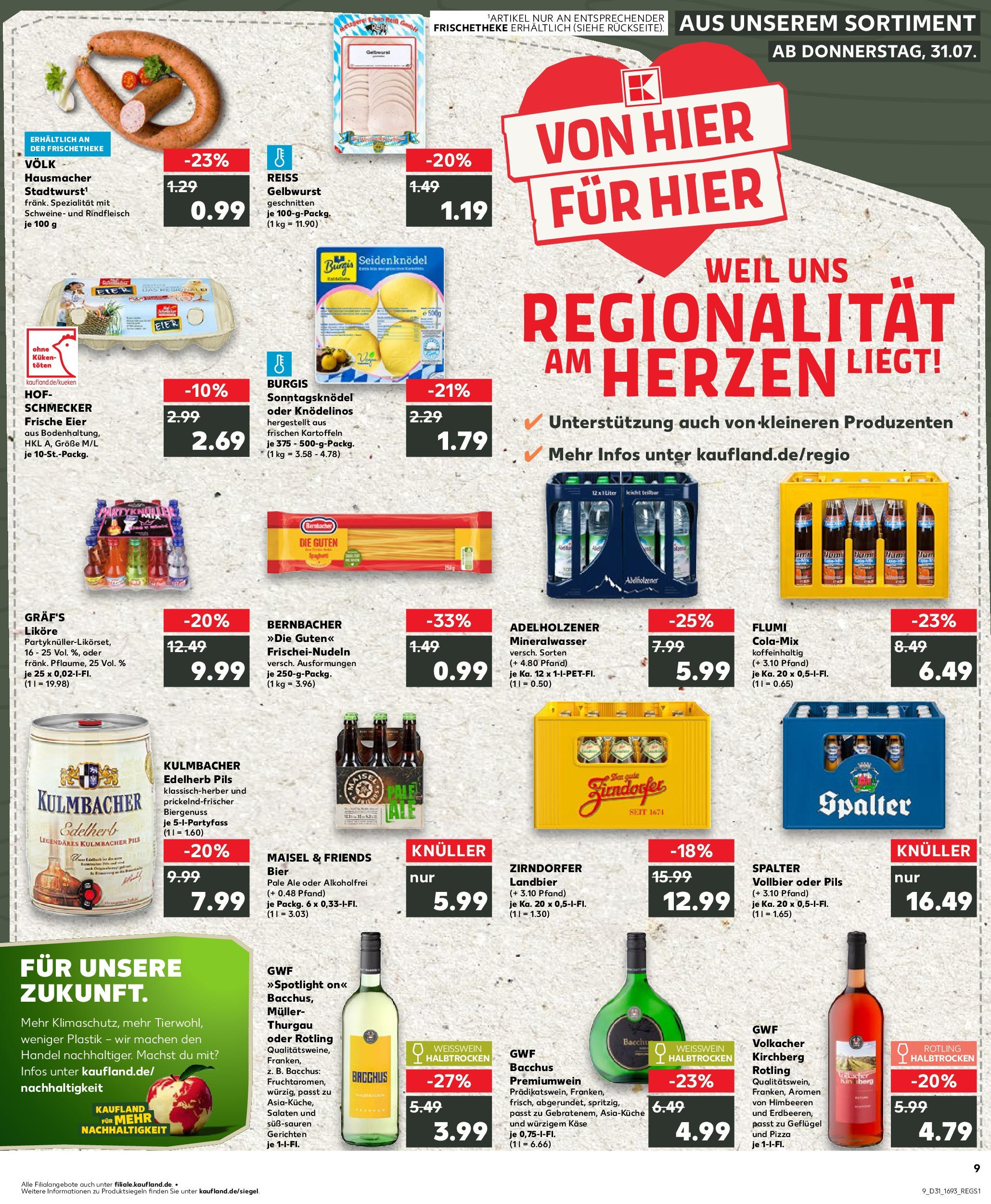 Prospekt Kaufland ab 31.07.2025 » Angebote und Werbung Online | Seite: 9 | Produkte: Eier, Adelholzener, Pasta, Pizza Prospekt Kaufland ab 31.07.2025 » Angebote Online zum Blättern | Seite: 9 | Produkte: Eier, Adelholzener, Pasta, Pizza
